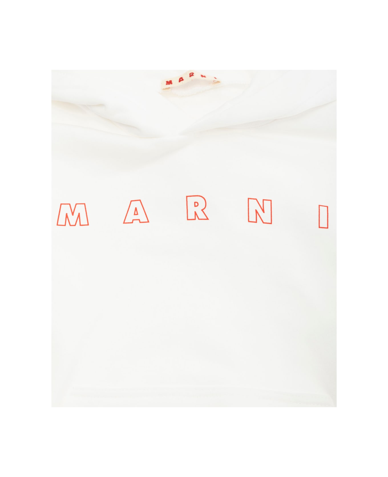 Marni White Hoodie With Logo Lettering On The Front In Cotton Boy - White