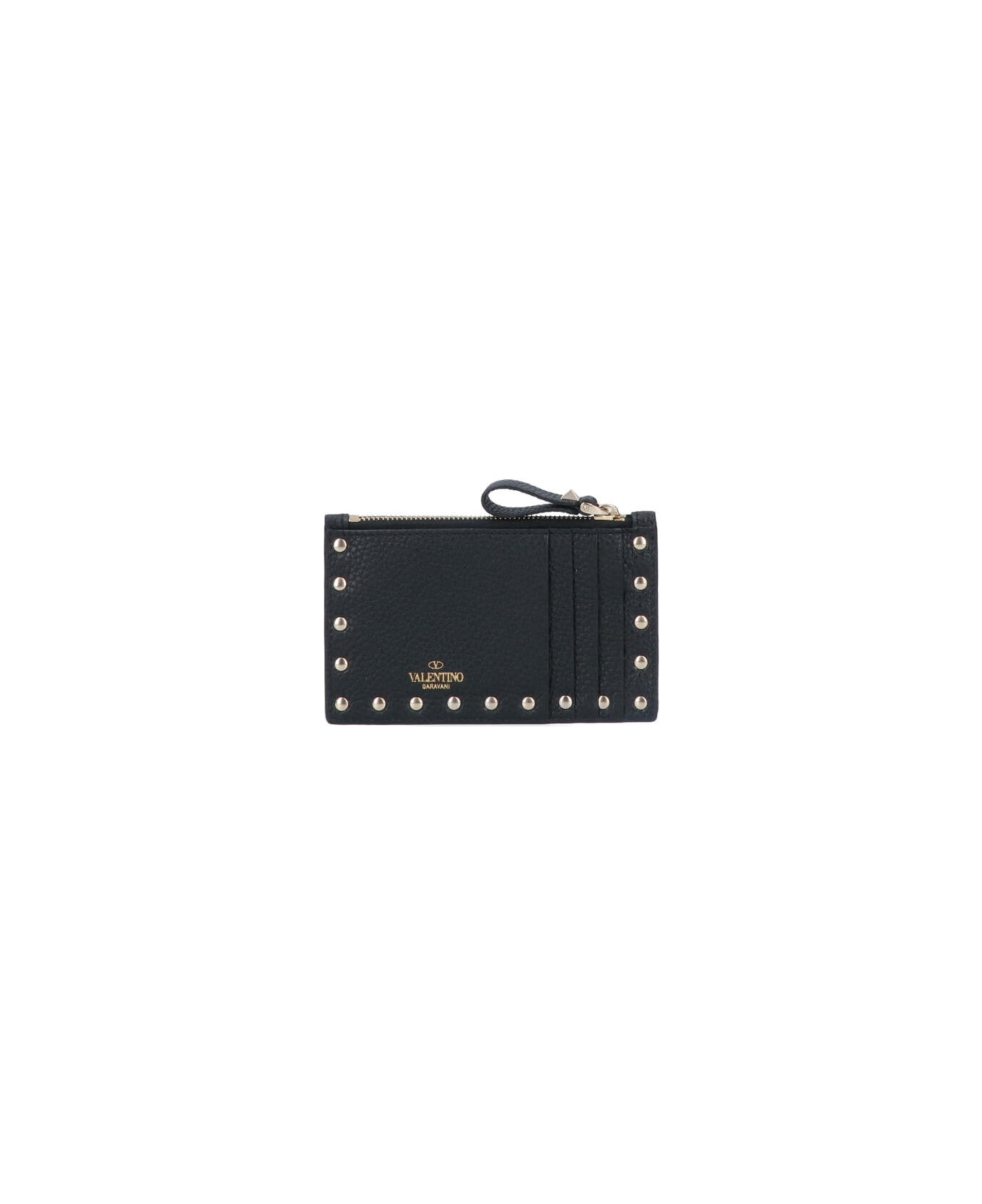 Valentino Garavani Rockstud Zipped Card Holder - Black  