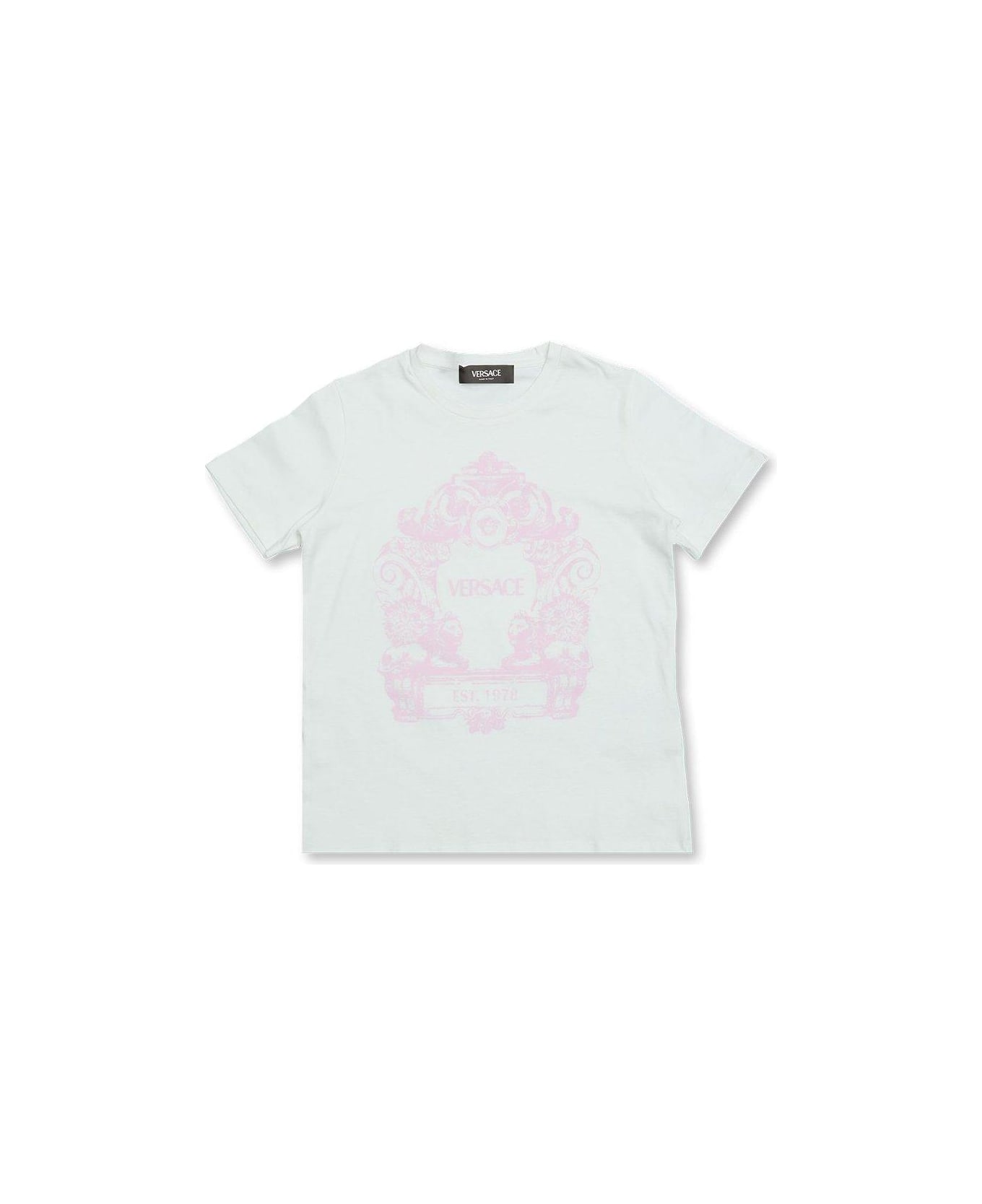 Versace Cartouche-printed Crewneck T-shirt - Bianco Tシャツ＆ポロシャツ