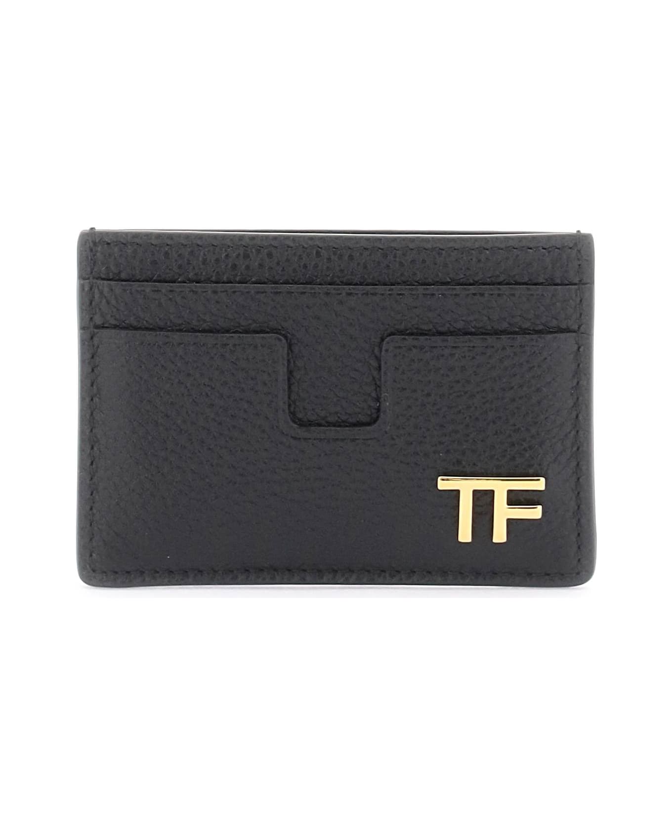 Tom Ford Pebbled Calfskin Card Holder - black