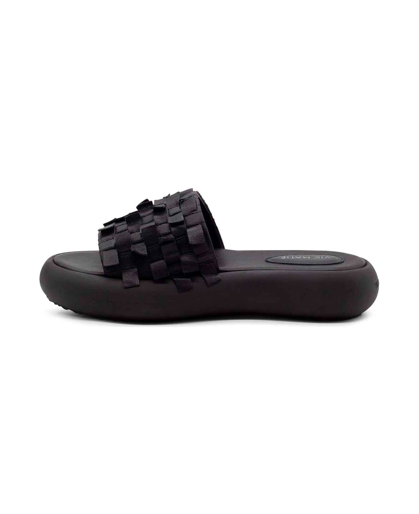 Vic Matié Low Black Leather Slipper - BLACK