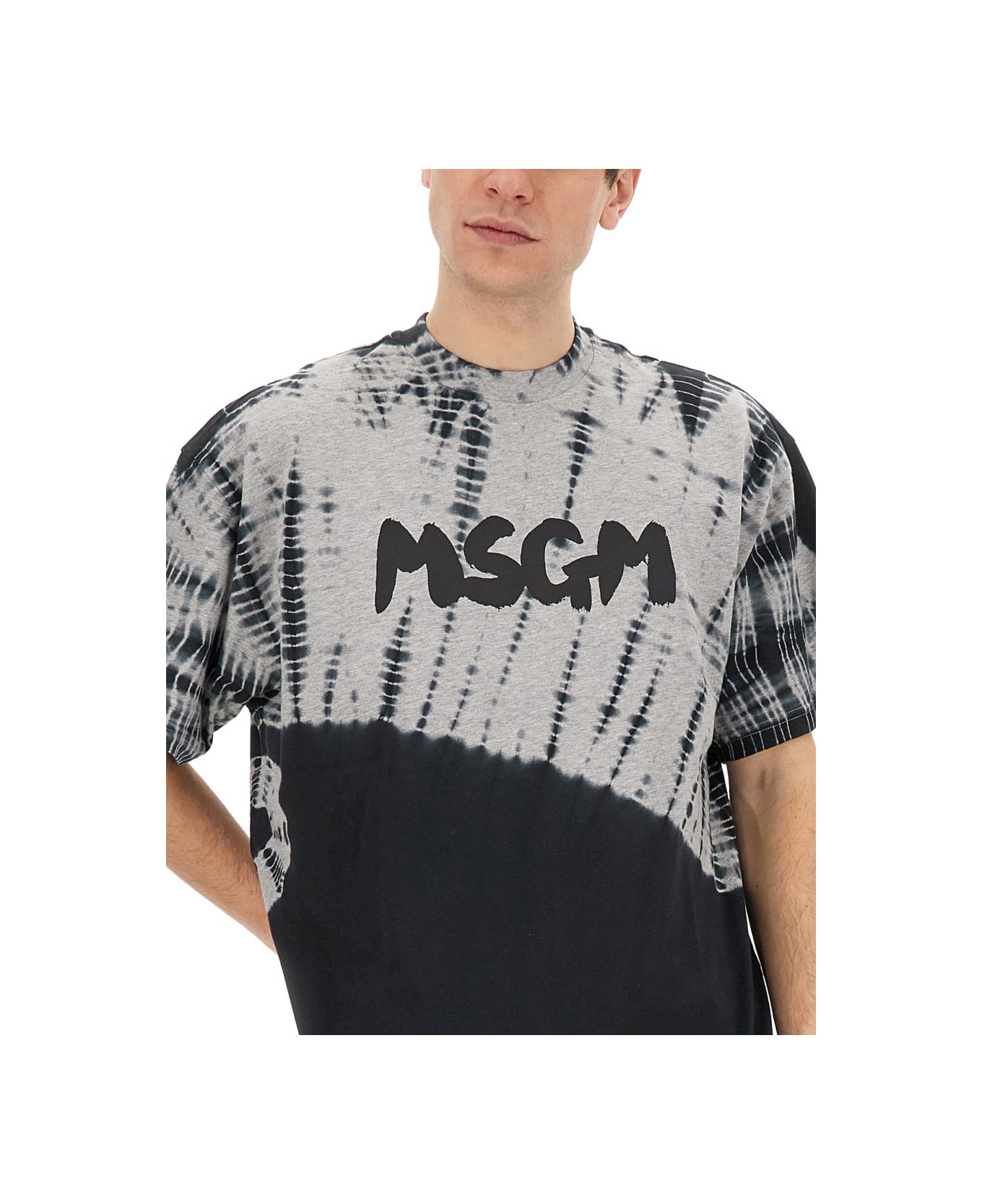 MSGM T-shirt With New Brushed Logo - GREY