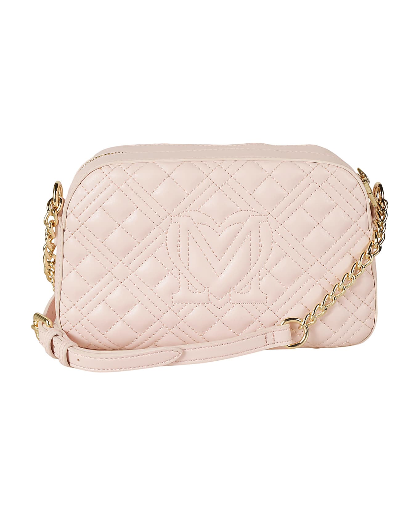 Love Moschino Top Zip Quilted Chain Shoulder Bag - Cipria