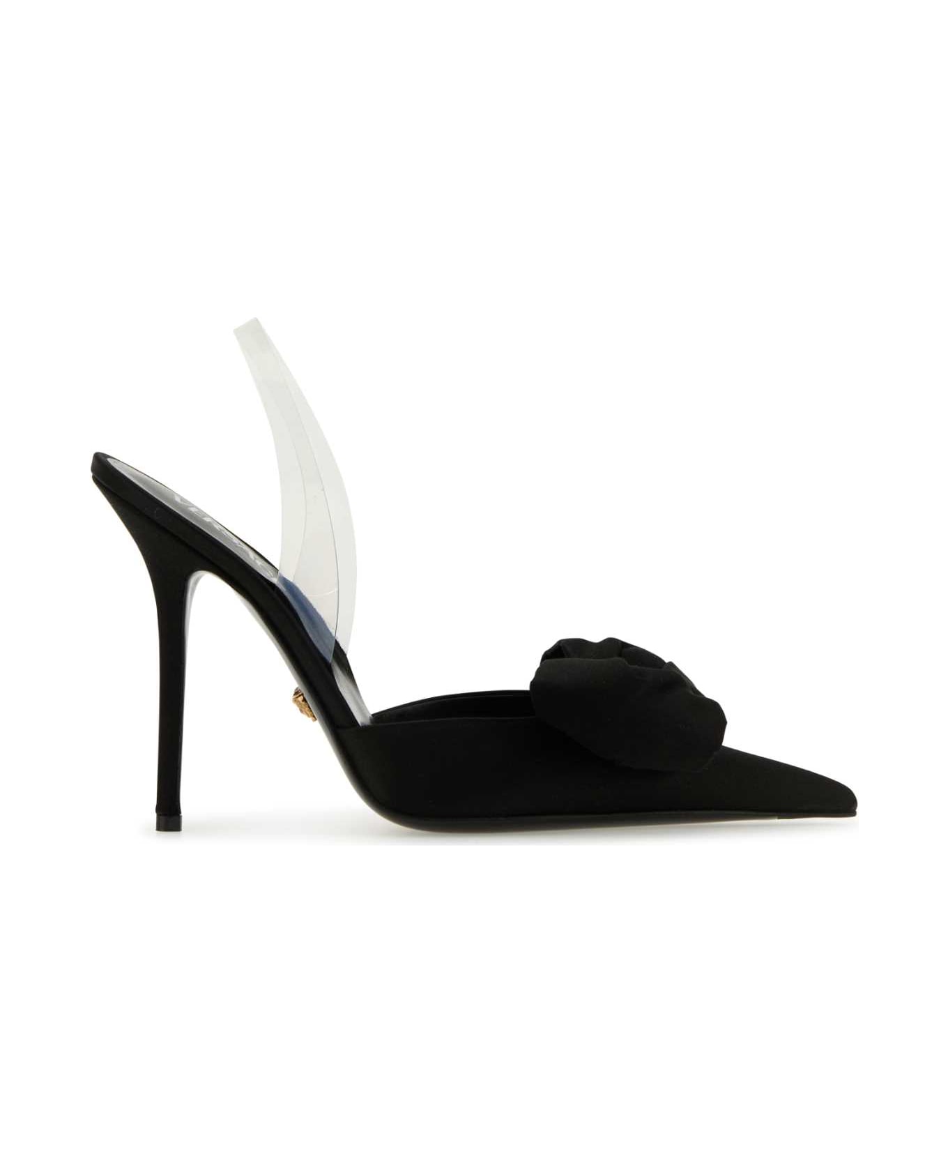 Versace Black Satin Alia Pumps - 1B00V