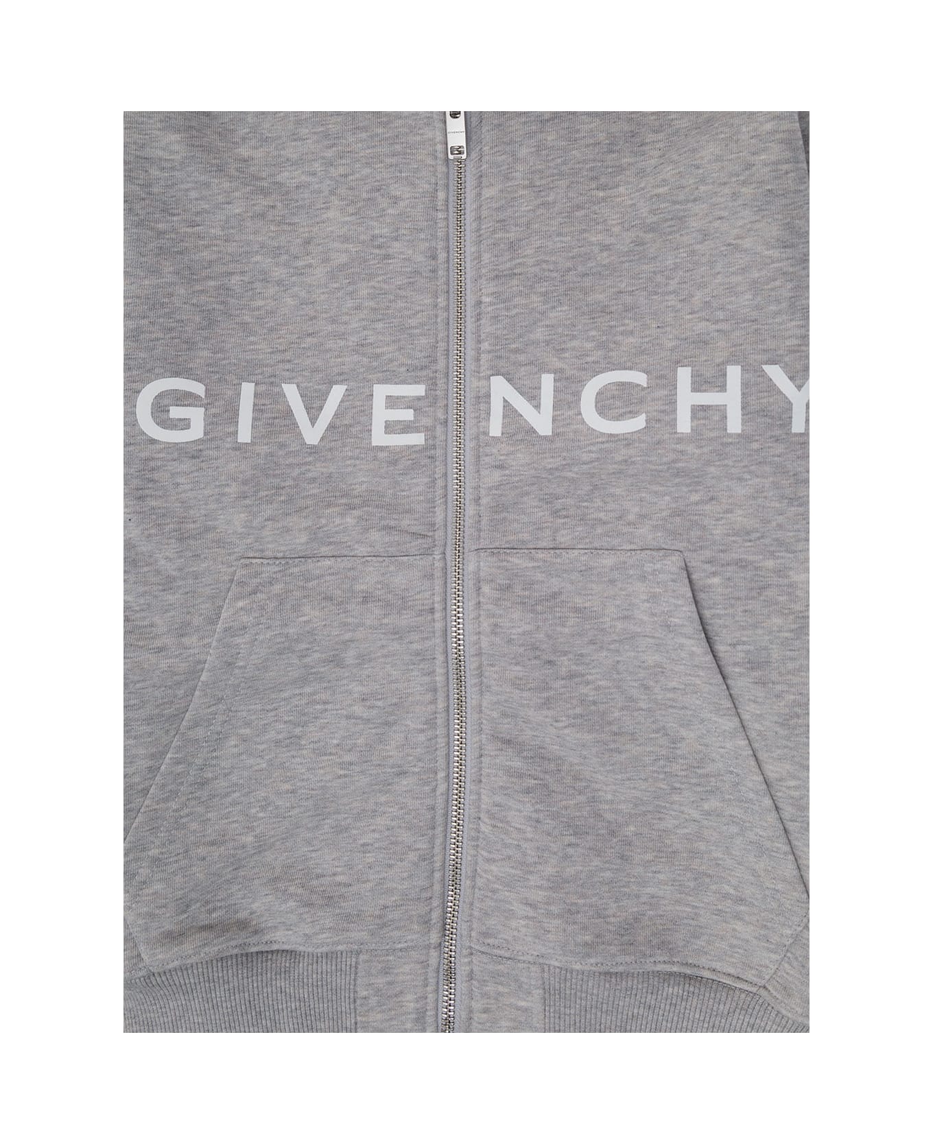 Givenchy Boy Blend Cotton Grey Hoodie With Logo - Grey