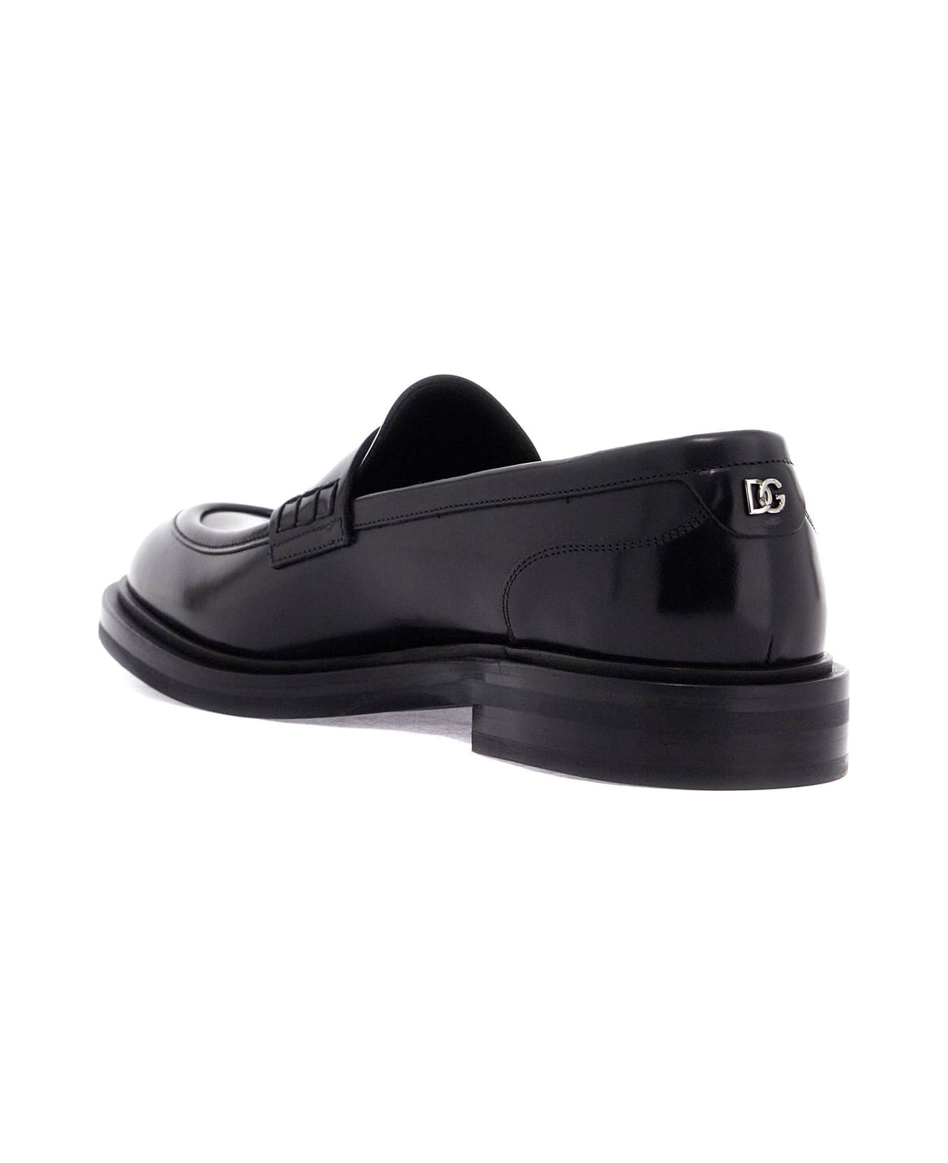 Dolce & Gabbana Brushed Leather Loafers - NERO (Black)