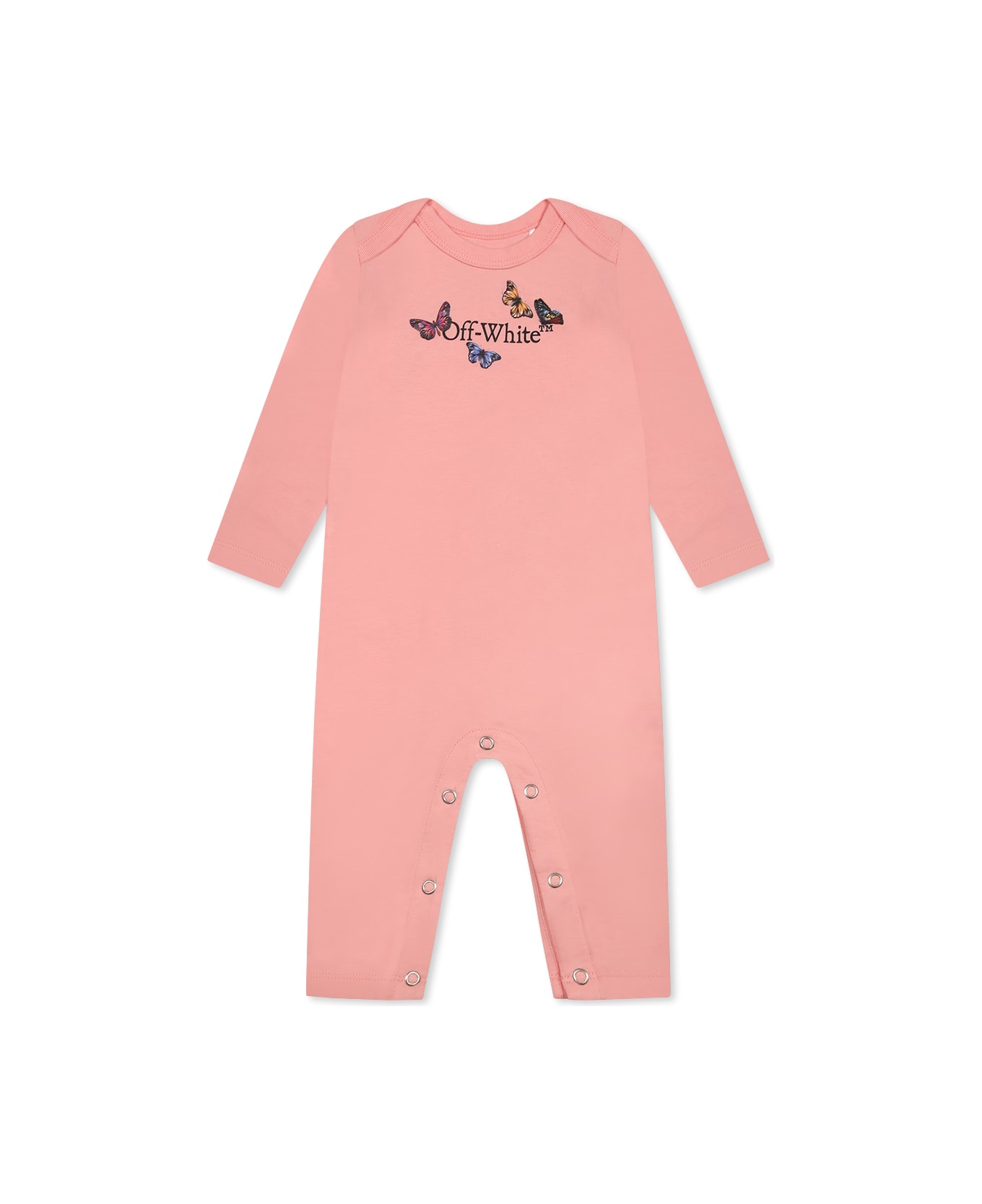 Off-White Pink Babygrow Set For Baby Girl With Logo - Pink