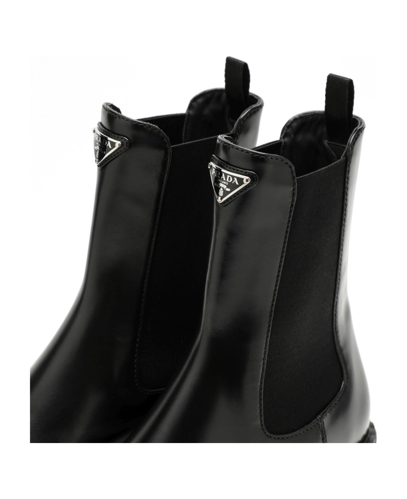 Prada Black Leather Beatles Boot - Nero ブーツ