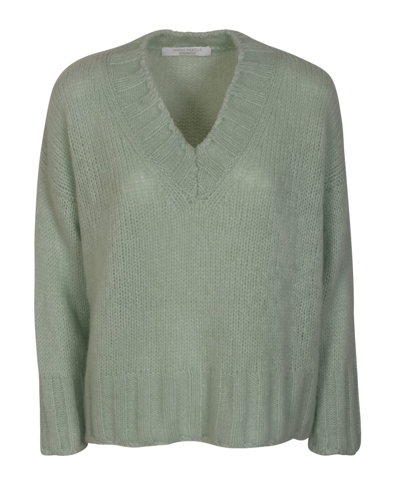 Saverio Palatella V-neck Fringe Knit Sweater - Green Water ニットウェア