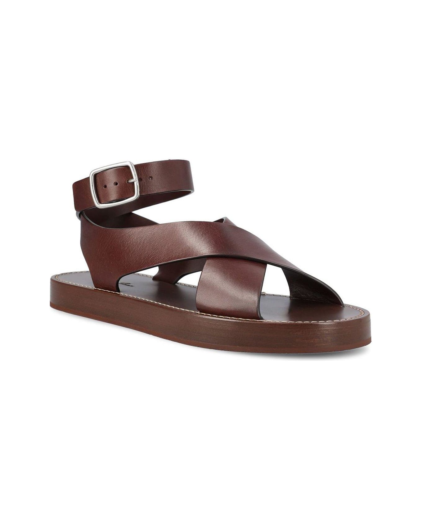 Loro Piana Sumie Crossed Strap Sandals - Brown