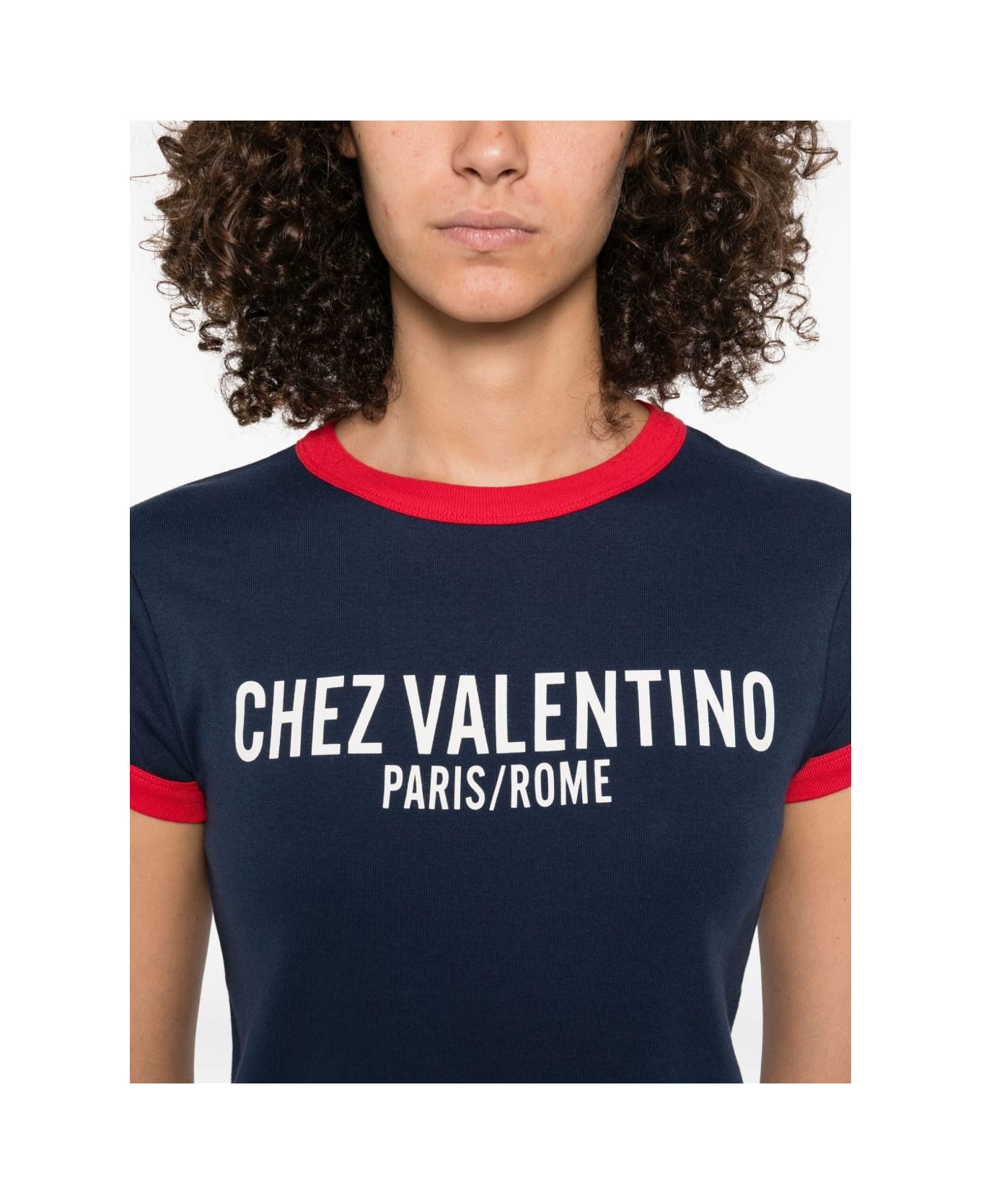 Valentino Garavani T-shirt With Chez Valentino Paris Rome Print - Blue