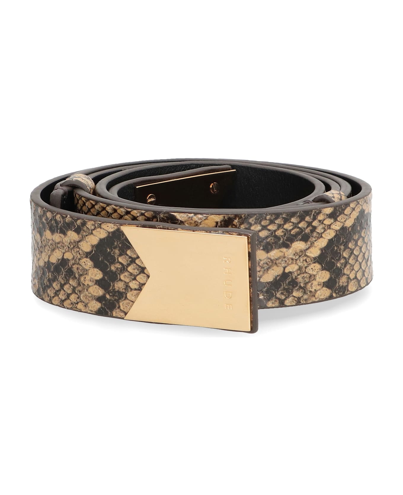 Rhude Printed Leather Belt - brown