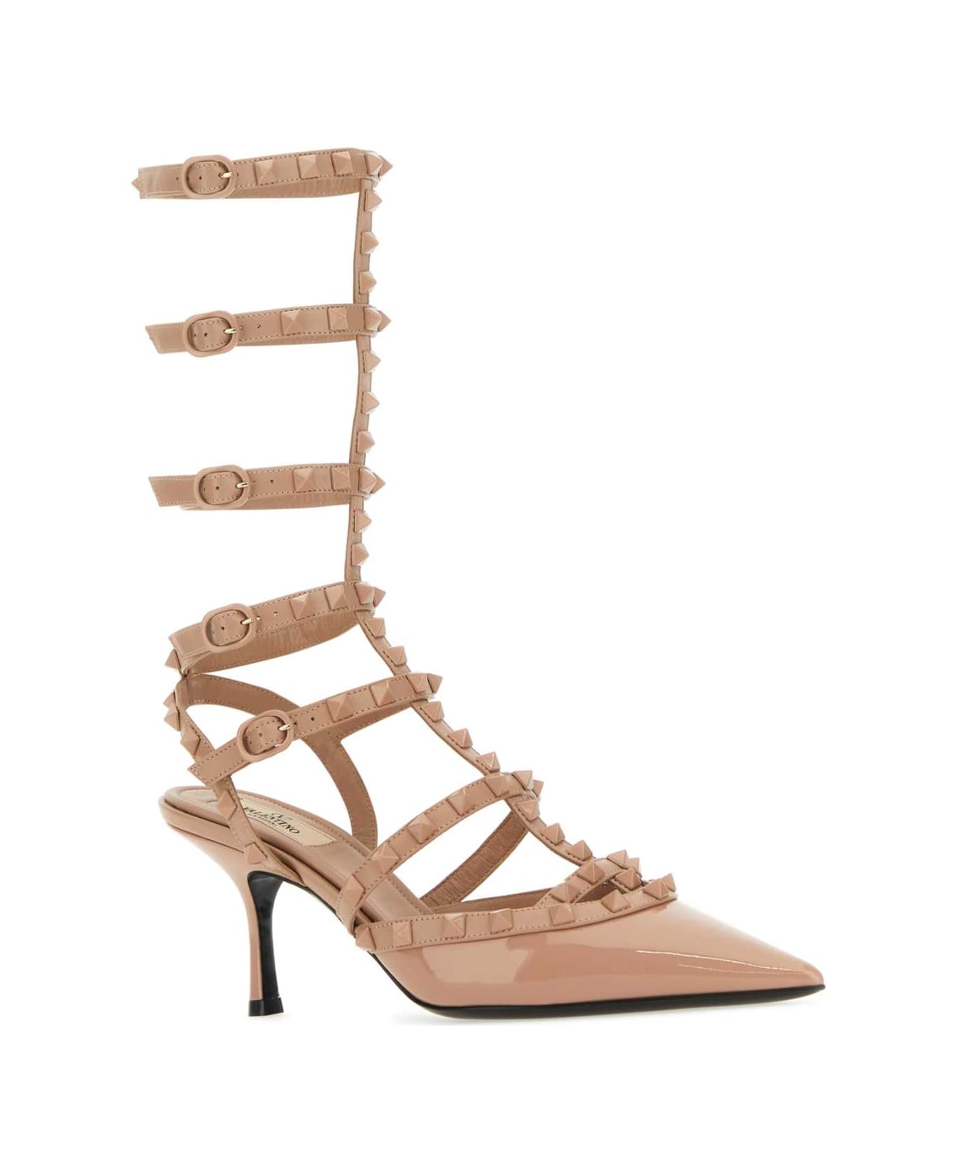 Valentino Garavani Powder Pink Leather Rockstud Pumps - ROSECANNELLE