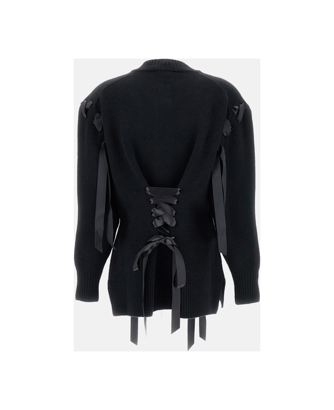 Simone Rocha Sculpted Ribbon Corset Detail Cardigan - Black