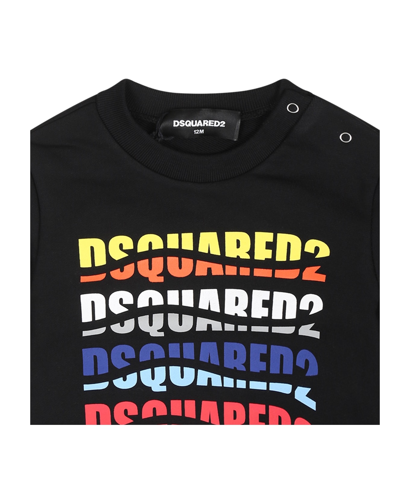 Dsquared2 Black Sweatshirt For Baby Boy With Logo - Black ニットウェア＆スウェットシャツ