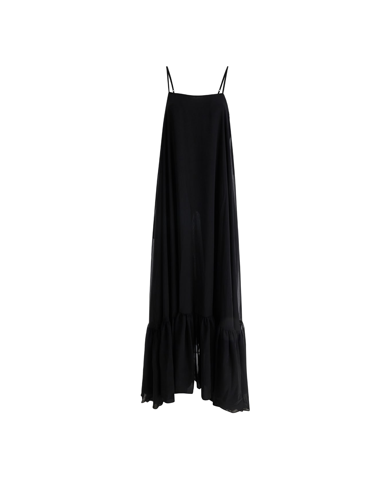 Rotate by Birger Christensen Black Wide Maxi Dress In Chiffon Woman - Black
