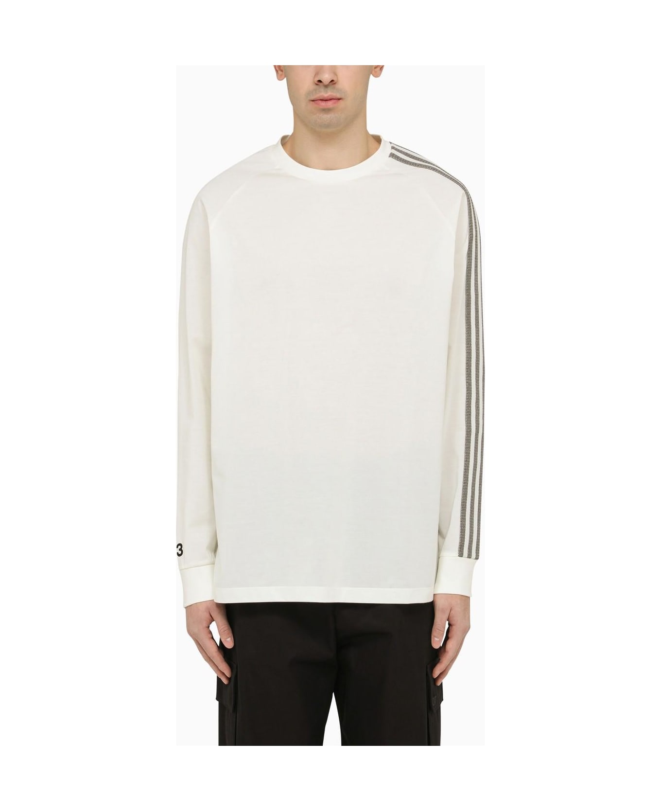 Y-3 White Crew-neck Long Sleeves T-shirt With Logo - White