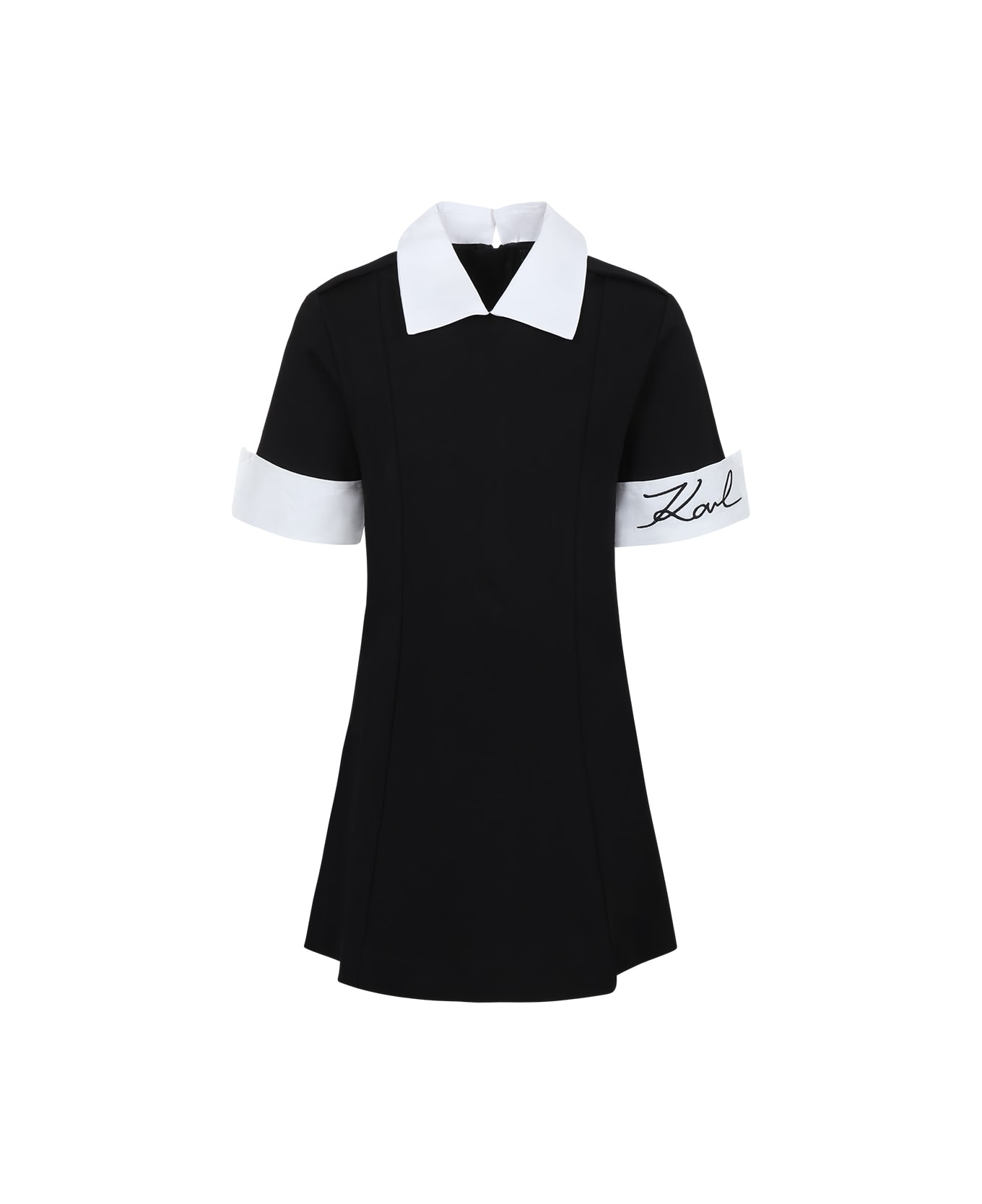 Karl Lagerfeld Kids Black Dress For Girl With Logo - Black