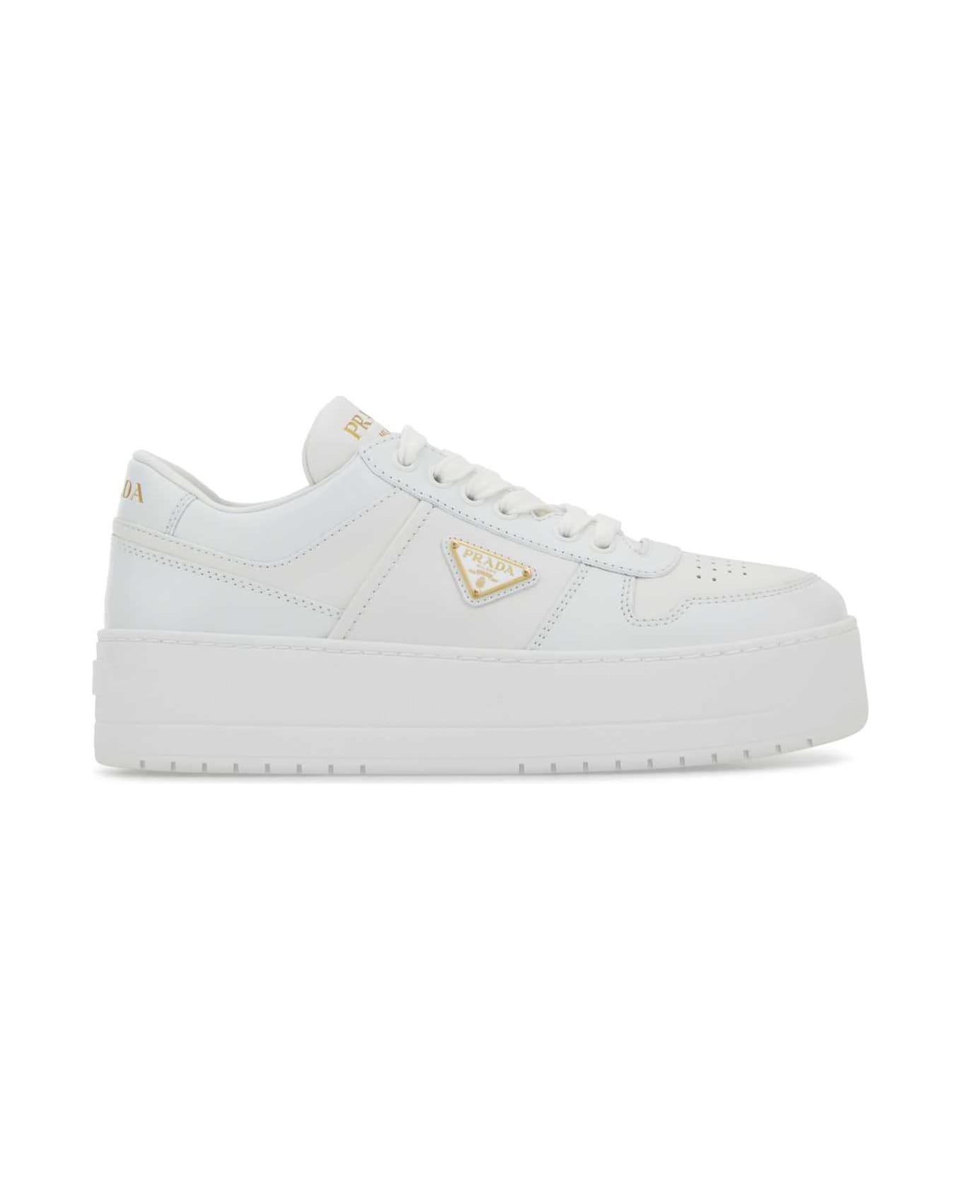 Prada White Leather Downtown Sneakers - BIANCO