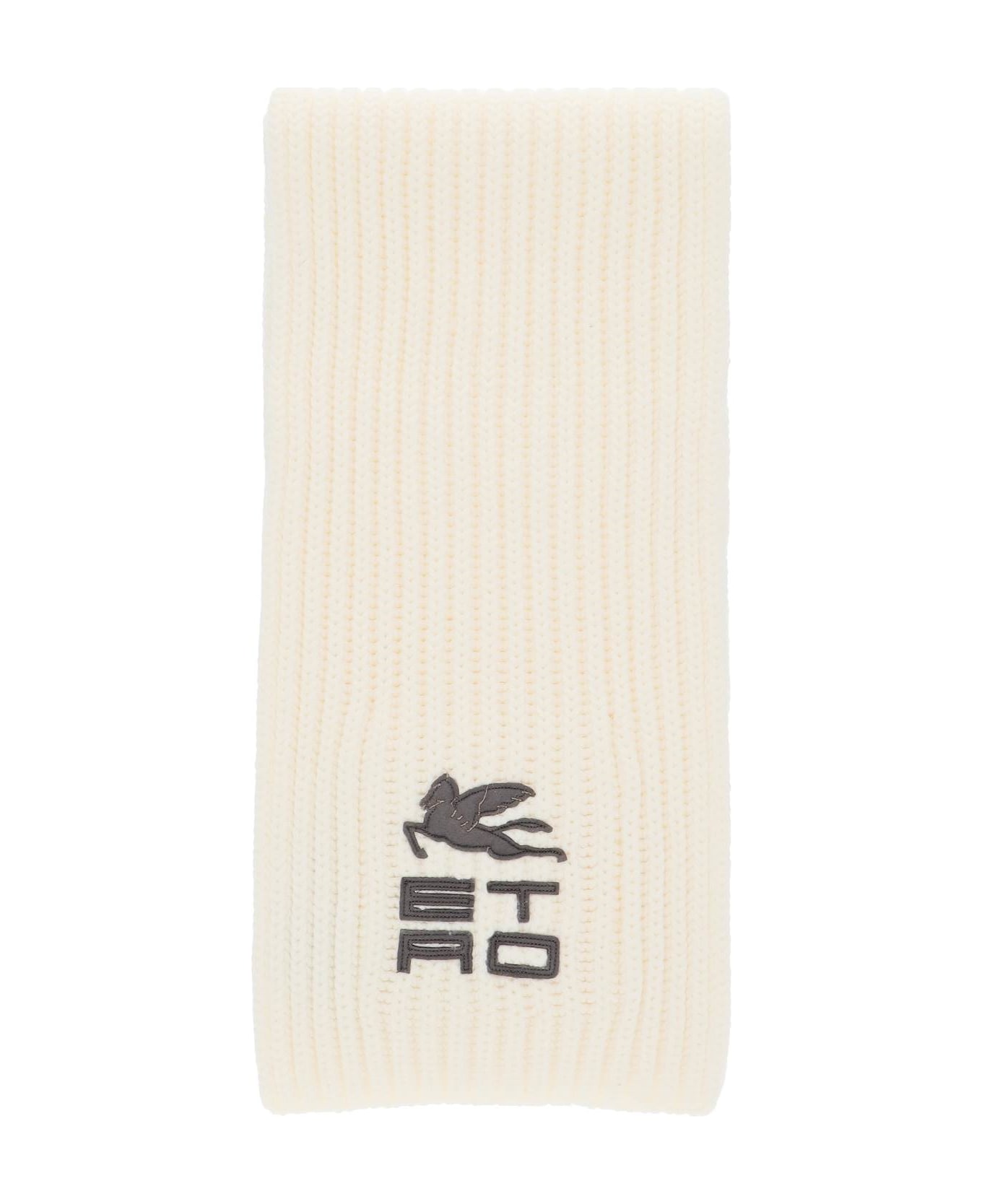 Etro Wool Scarf With Logo - WHITE (White)