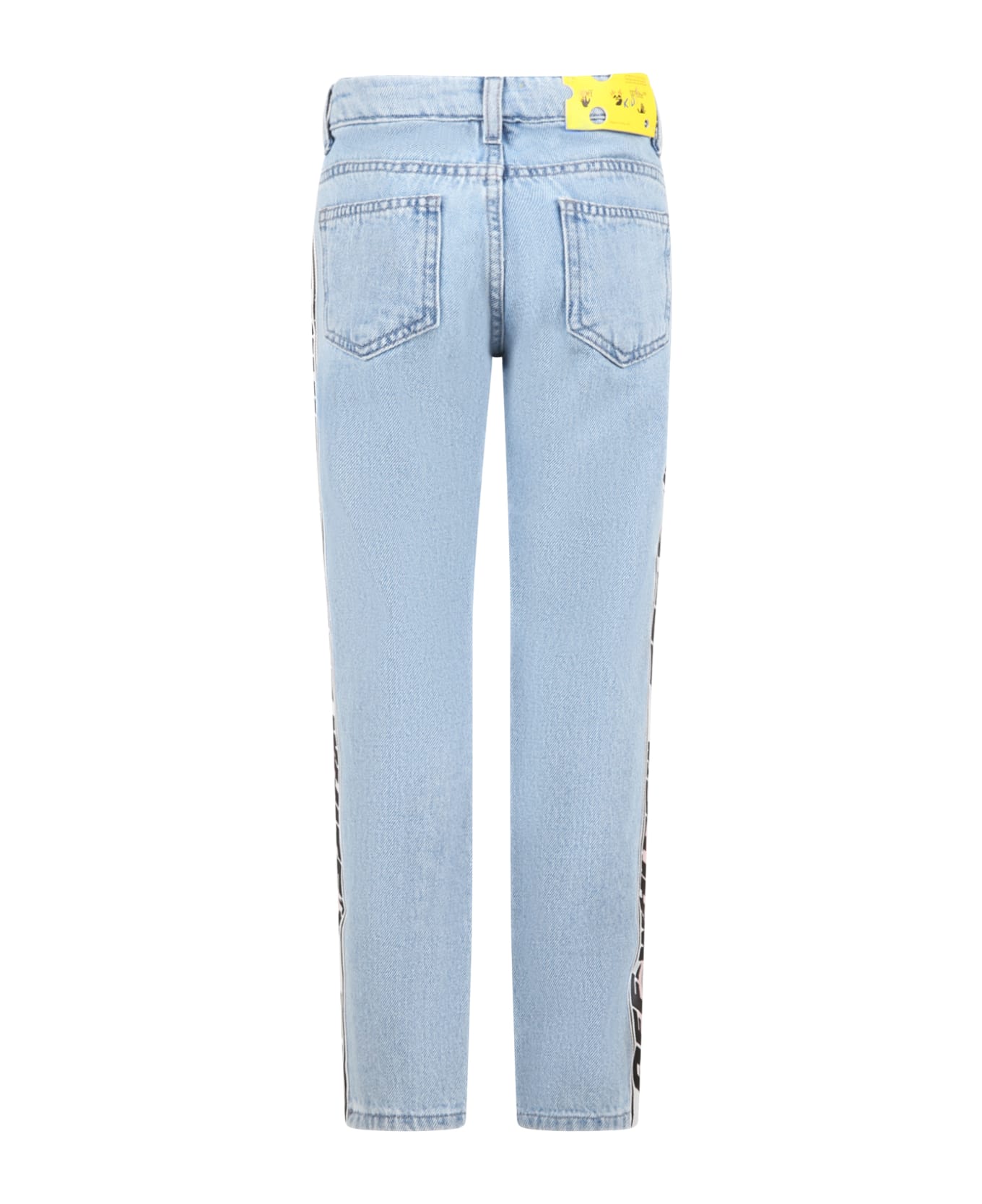 Off-White Light-blue Jeans For Girl With Logo - Denim