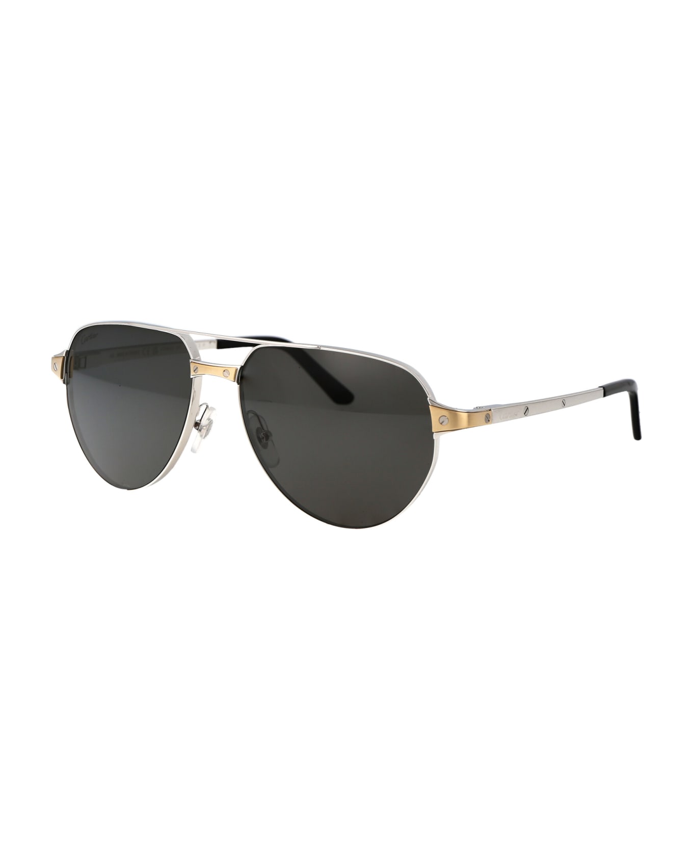 Cartier Eyewear Ct0425s Sunglasses - 001 SILVER SILVER SMOKE