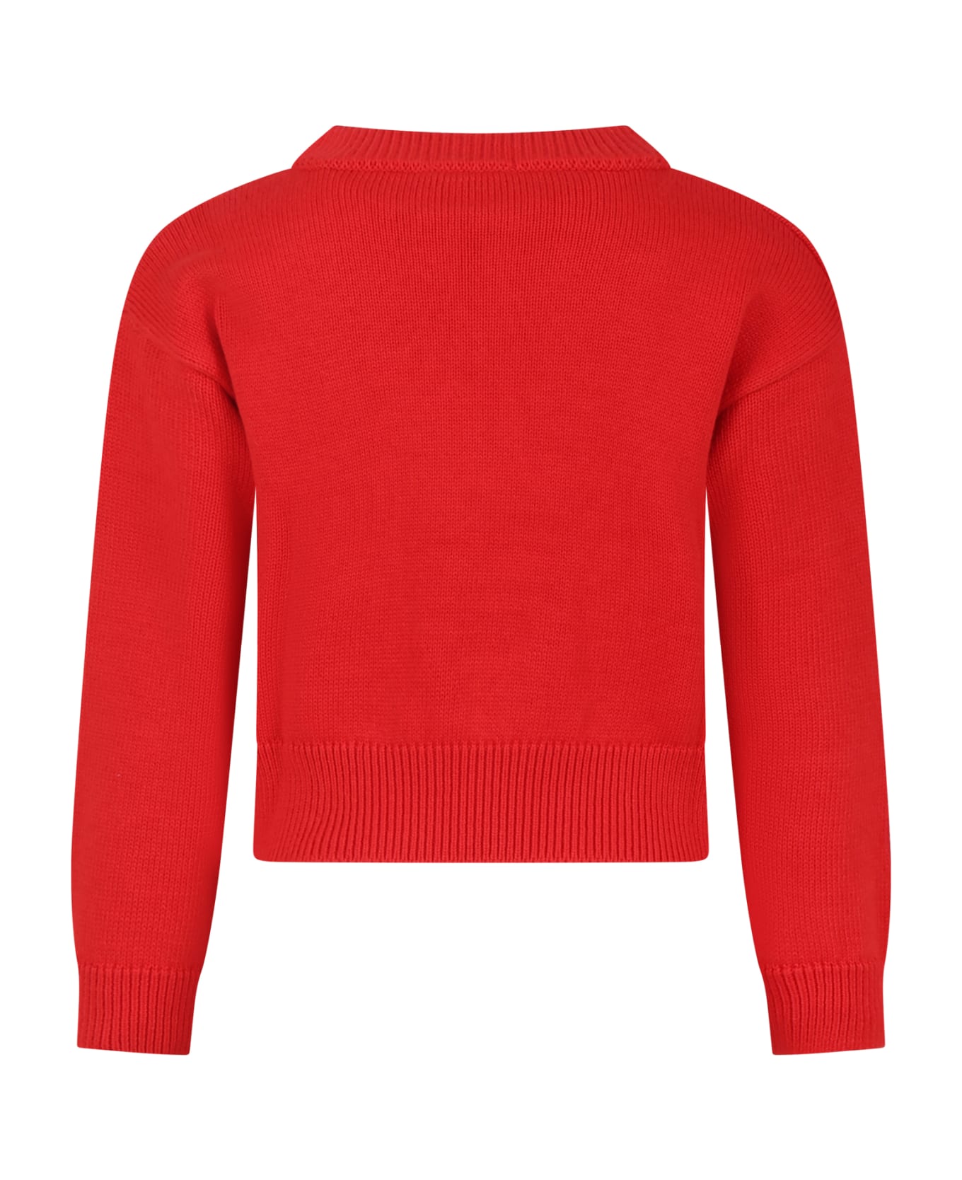 Moschino Red Sweater For Girl With Teddy Bear And Heart - Red