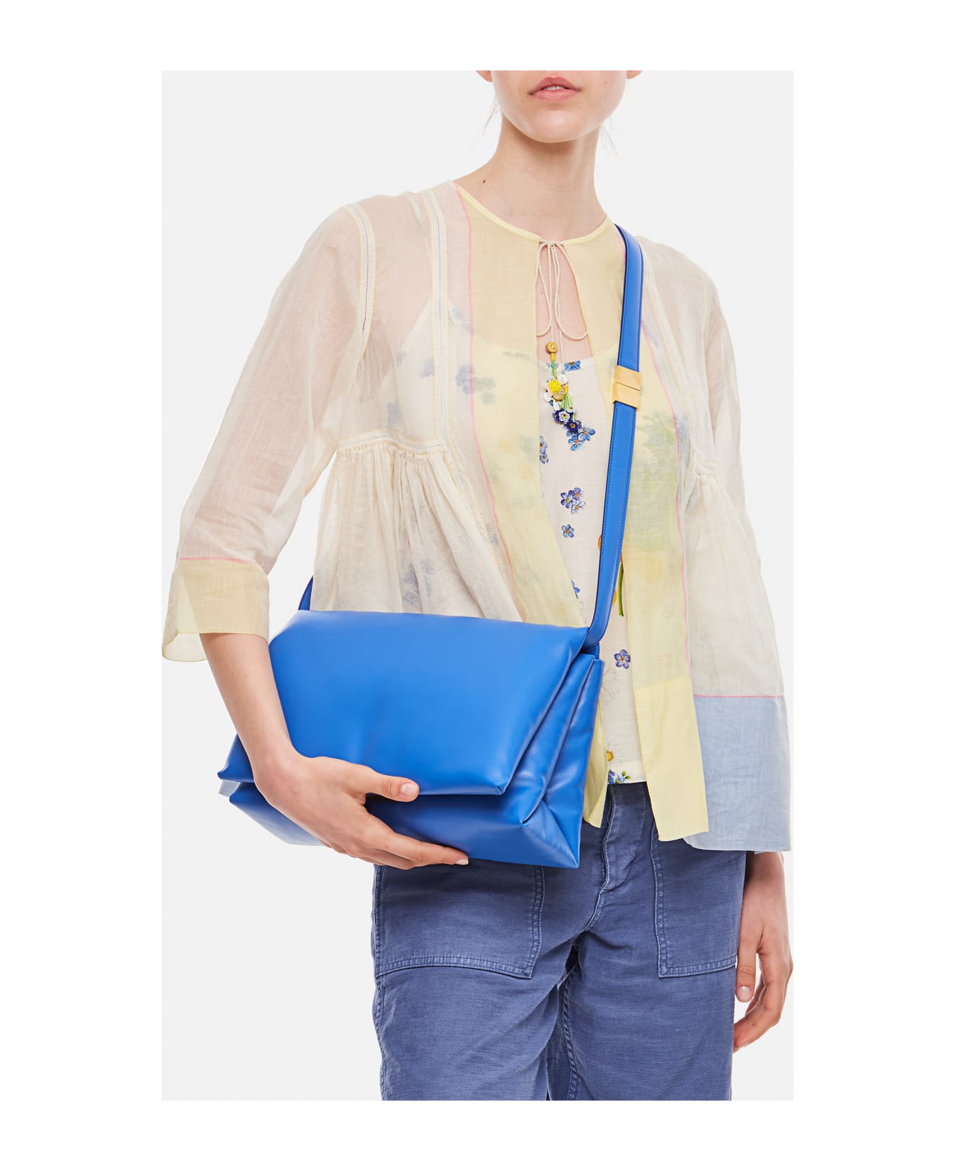 Marni Large Prisma Leather Shoulder Bag - Blue