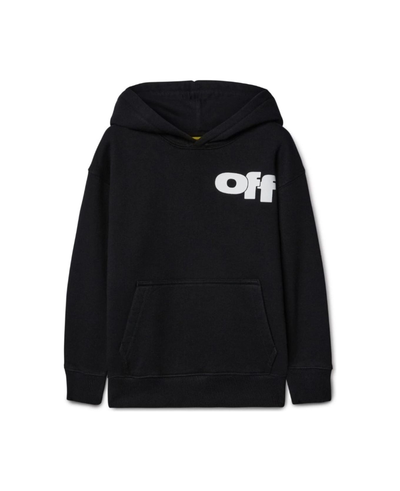 Off-White Black Hoodie With Logo Lettering On The Front In Cotton Boy - Black