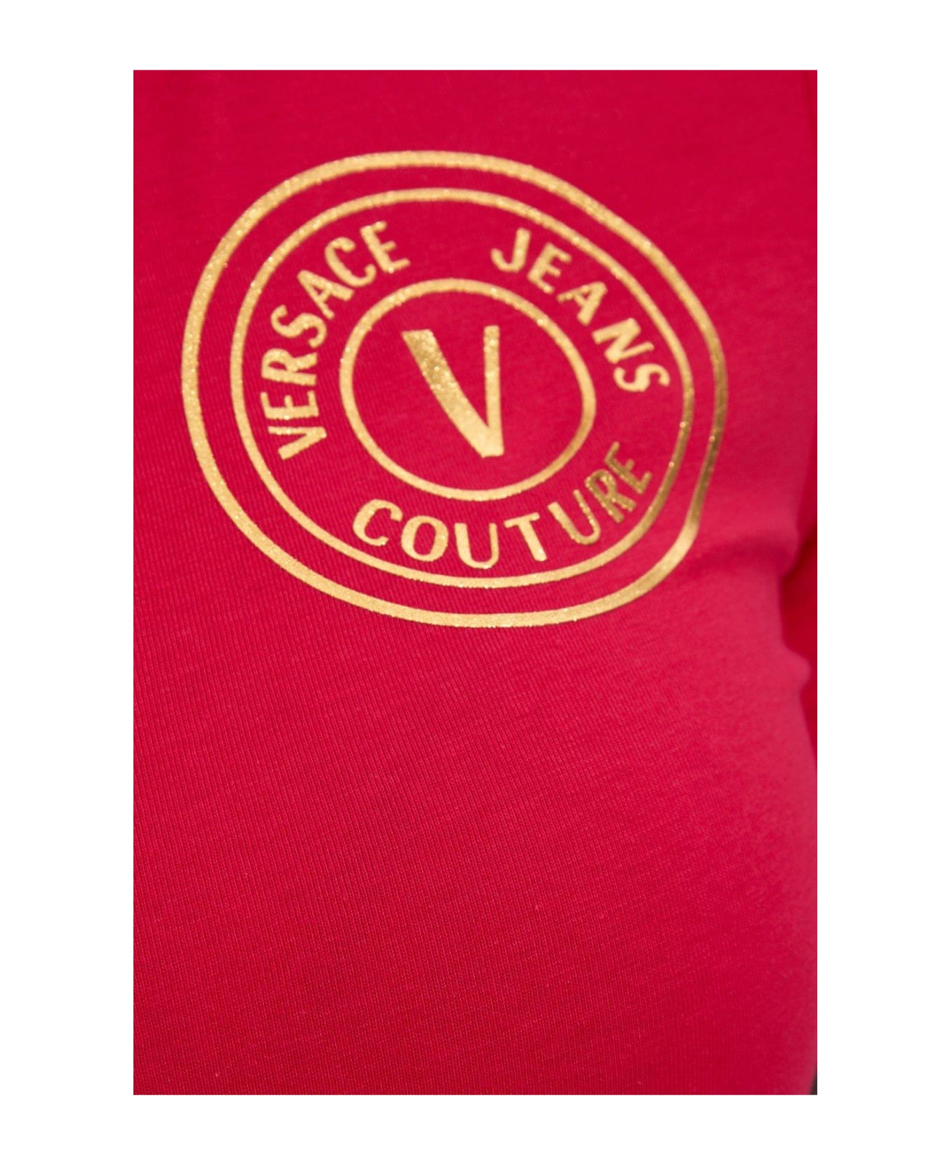 Versace Jeans Couture Logo-printed Short-sleeved Stretched Dress - Pink