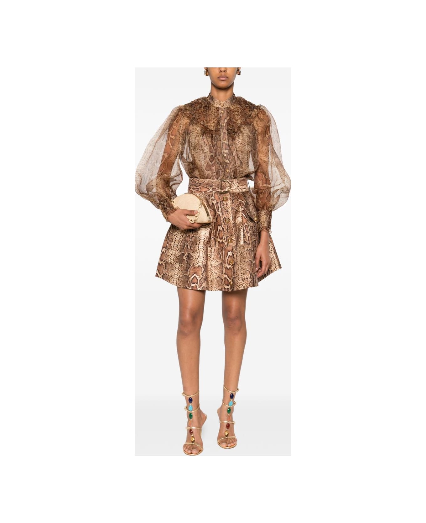 Zimmermann Brown Shirt With Snake Print - Beige