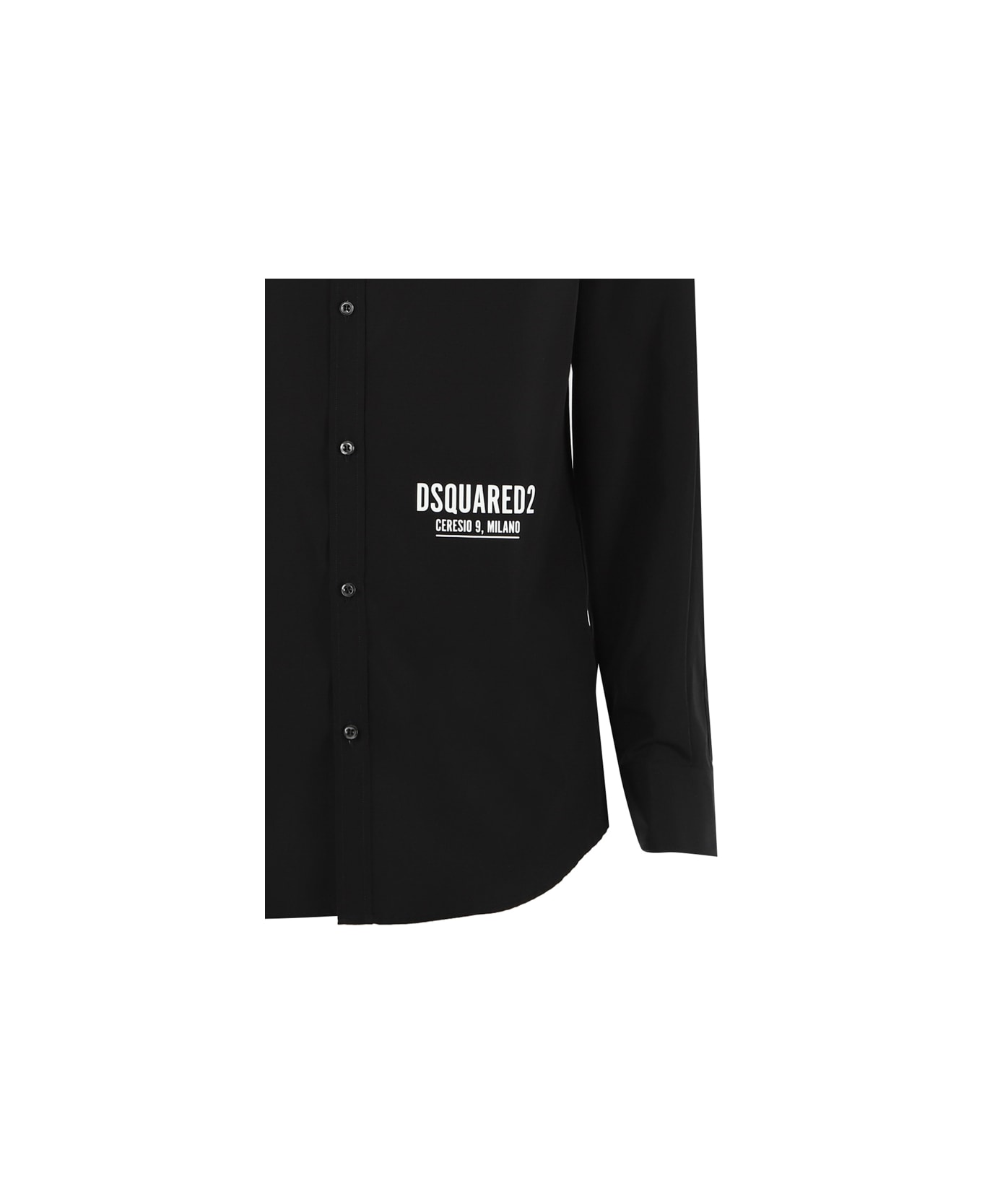 Dsquared2 Cotton Shirt With Contrasting Color Logo - Black