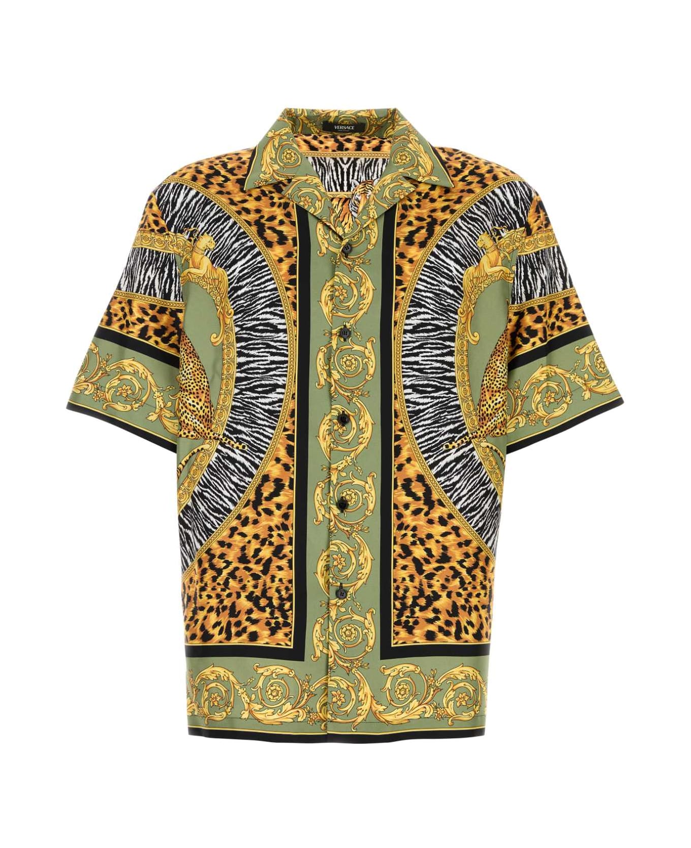 Versace Printed Satin Shirt - GREENBLACK