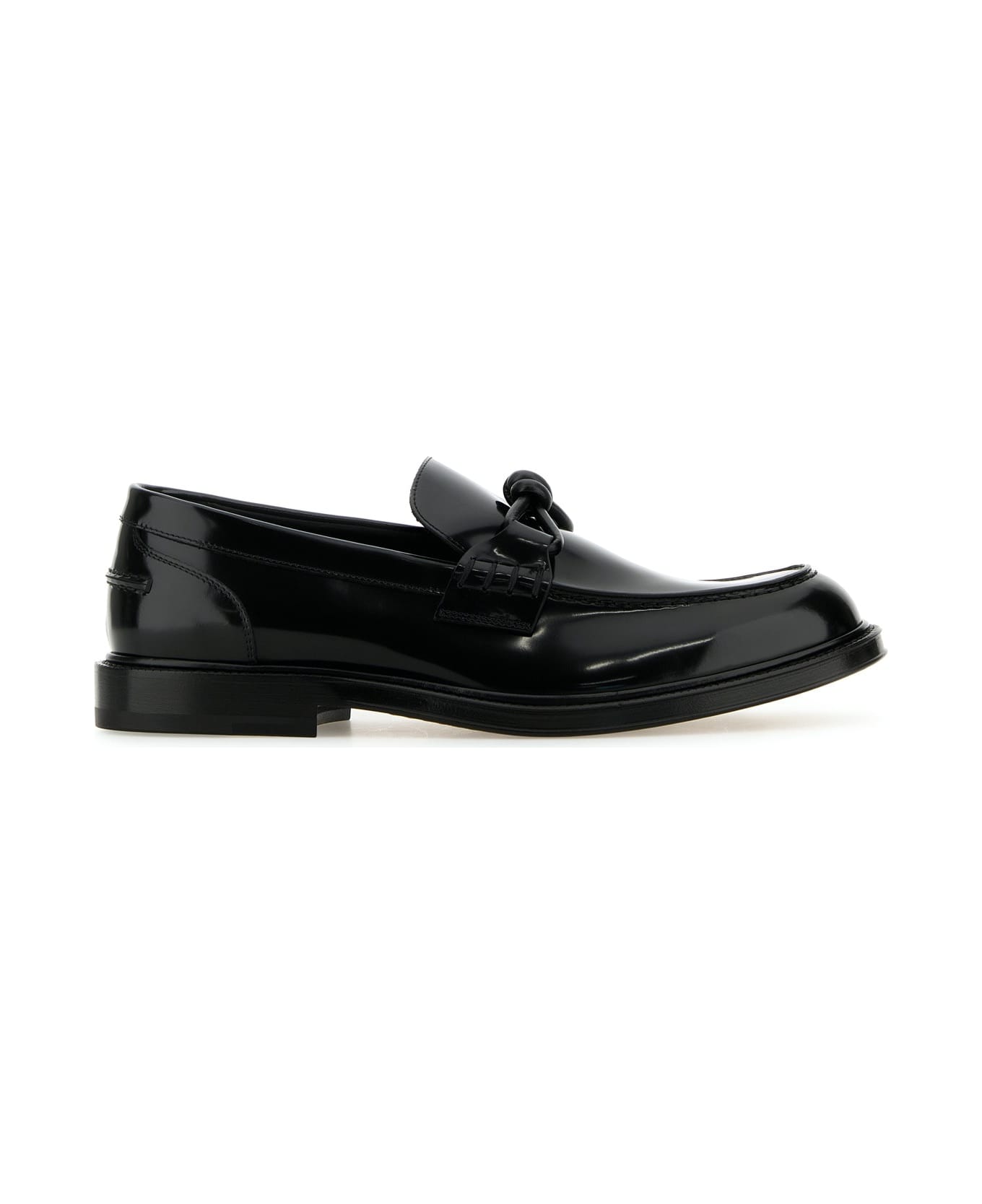 Bottega Veneta Black Leather Tie Loafers - Black