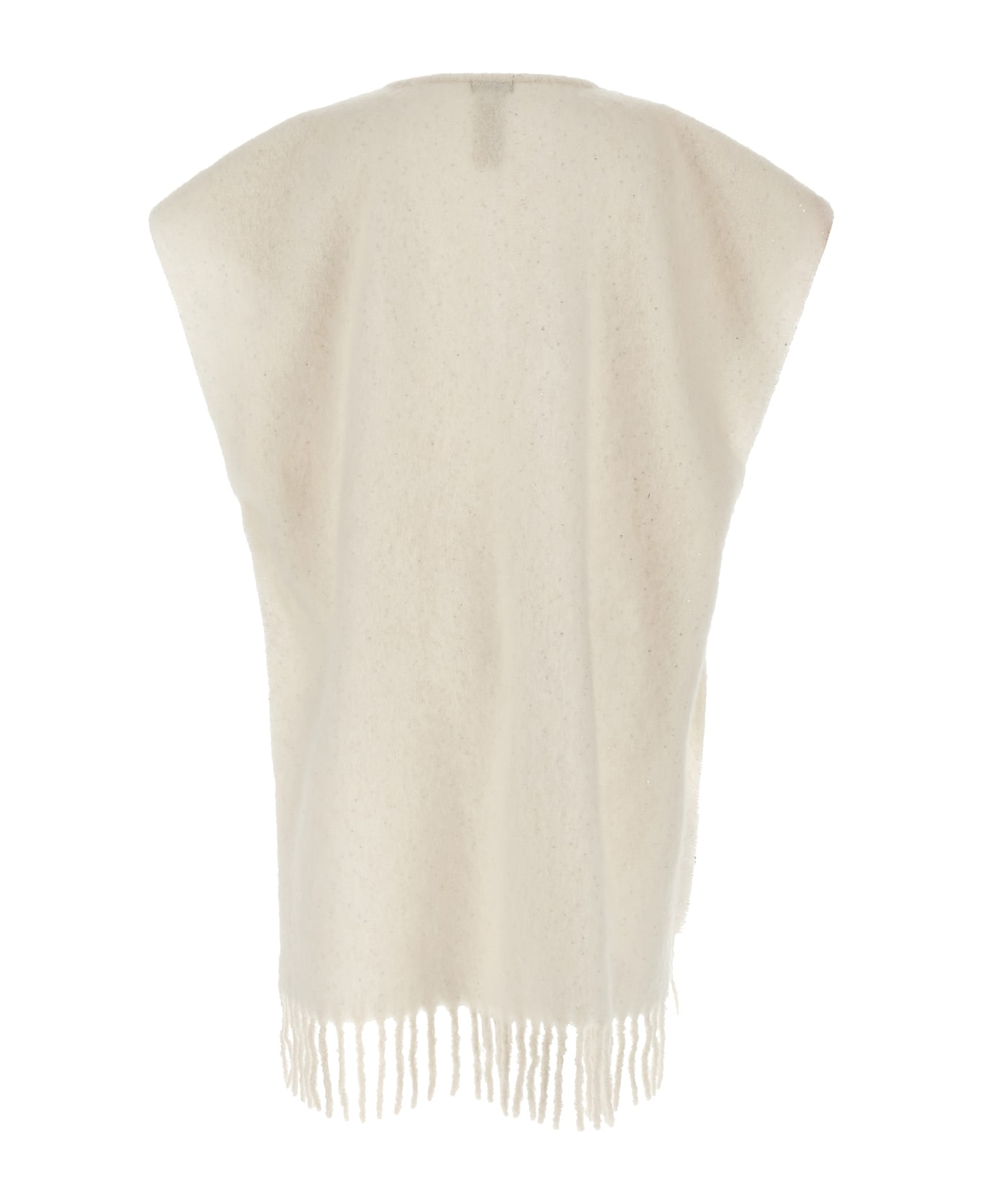 Peserico Bouclé Yarn Cape - White