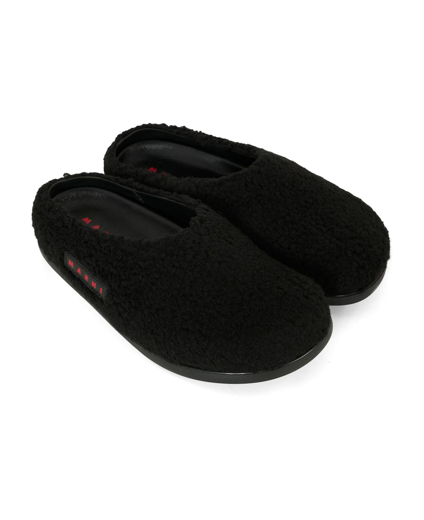 Marni Black Clogs For Kids With Logo - Black