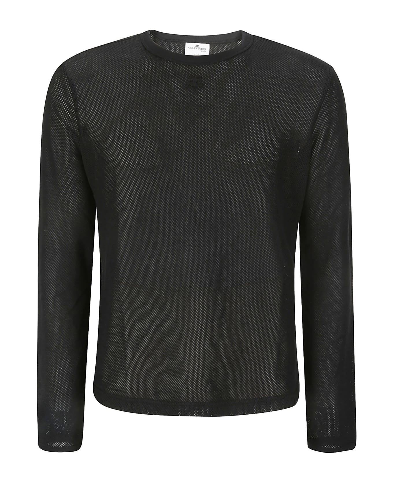 Courrèges Mesh Long Sleeves T-shirt - BLACK