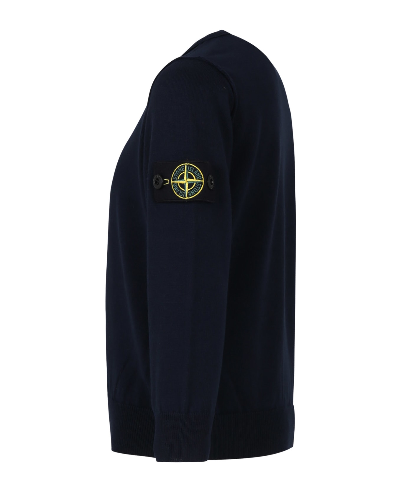 Stone Island Junior Blue Sweater For Baby Boy With Compass - Blue