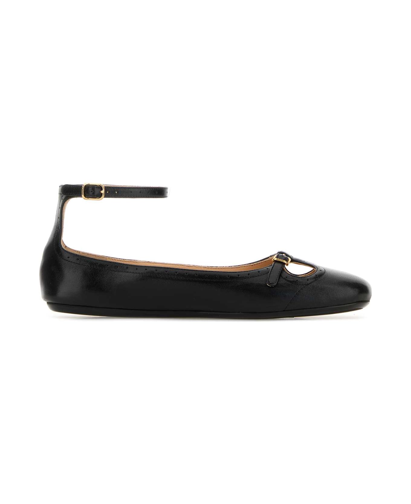 Chloé Black Leather Misty Ballerinas - BLACK