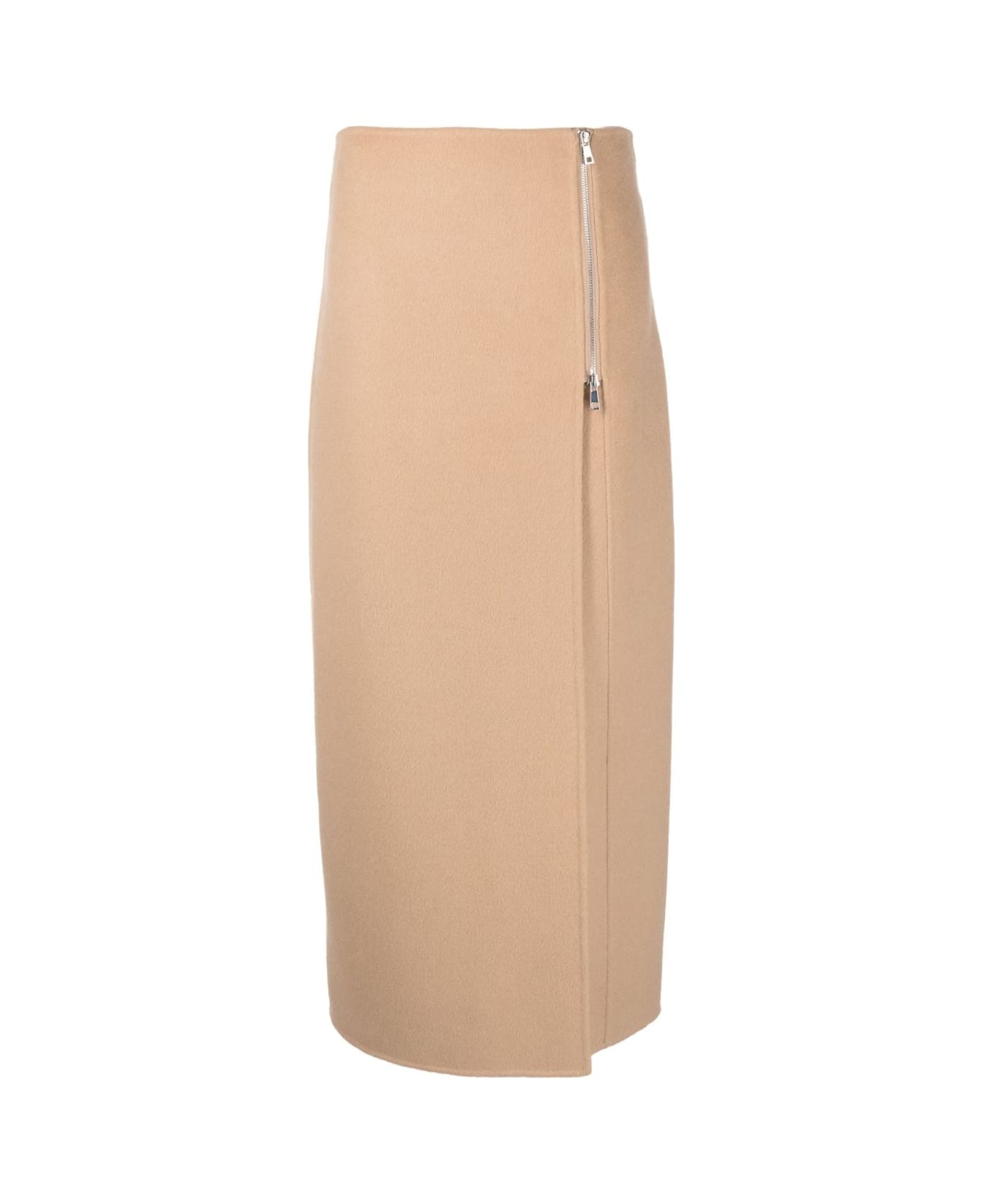 Parosh Long Skirt With Zip - Beige