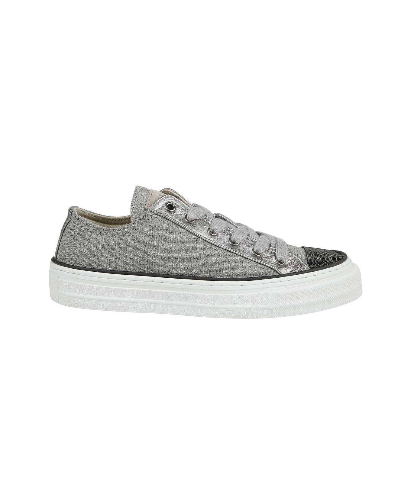 Brunello Cucinelli Panelled Lace-up Sneakers - grigio chiaro