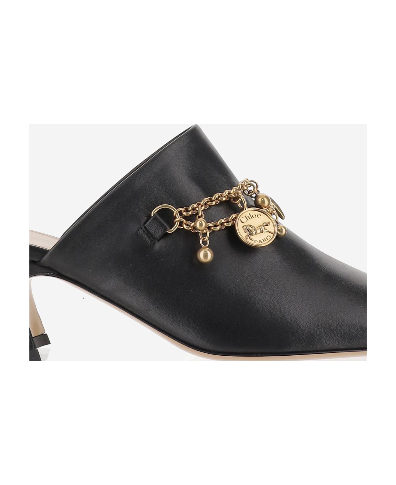Chloé Leather Mules With Charms - Black