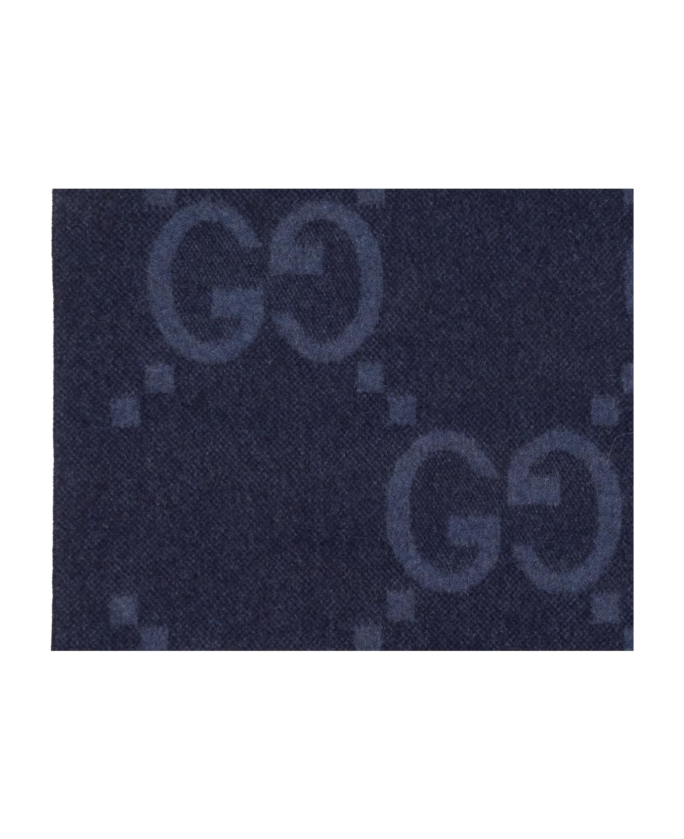 Gucci Cashmere Scarf With Monogram - Petrol Blue