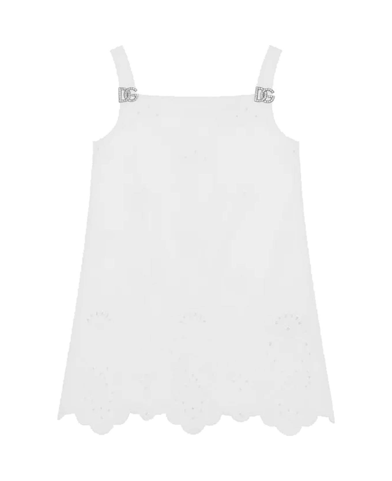 Dolce & Gabbana Short Dress In Poplin Embroidered Sangallo - White ワンピース＆ドレス
