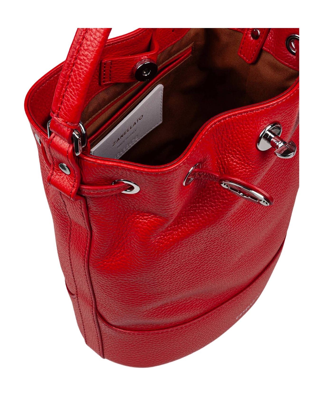 Zanellato Monda
 Daily Day S Leather Bucket Bag Red Color - Red