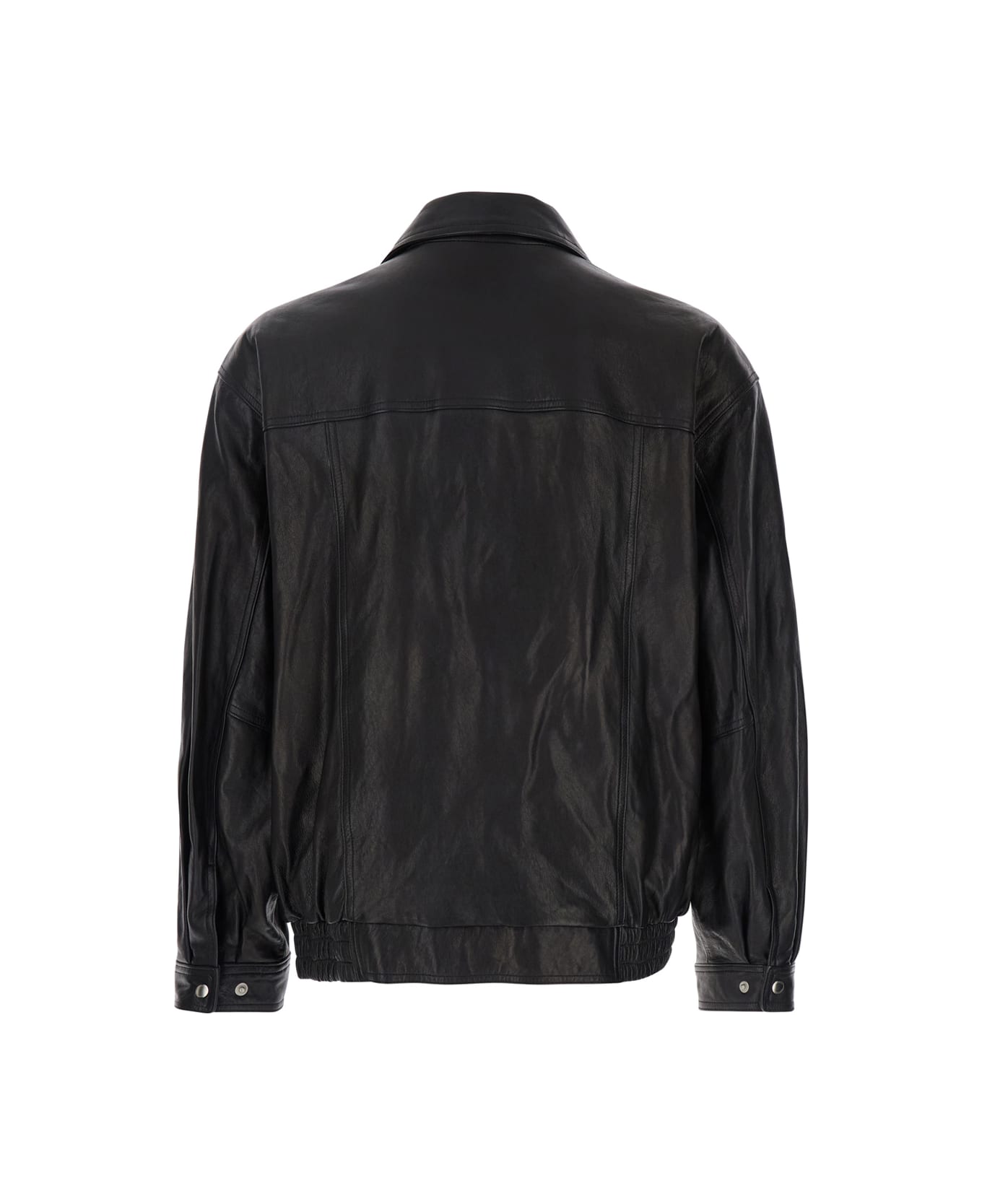Dunst Black Jacket With Pockets On The Front And Elastic Hem In Leather Man - Black
