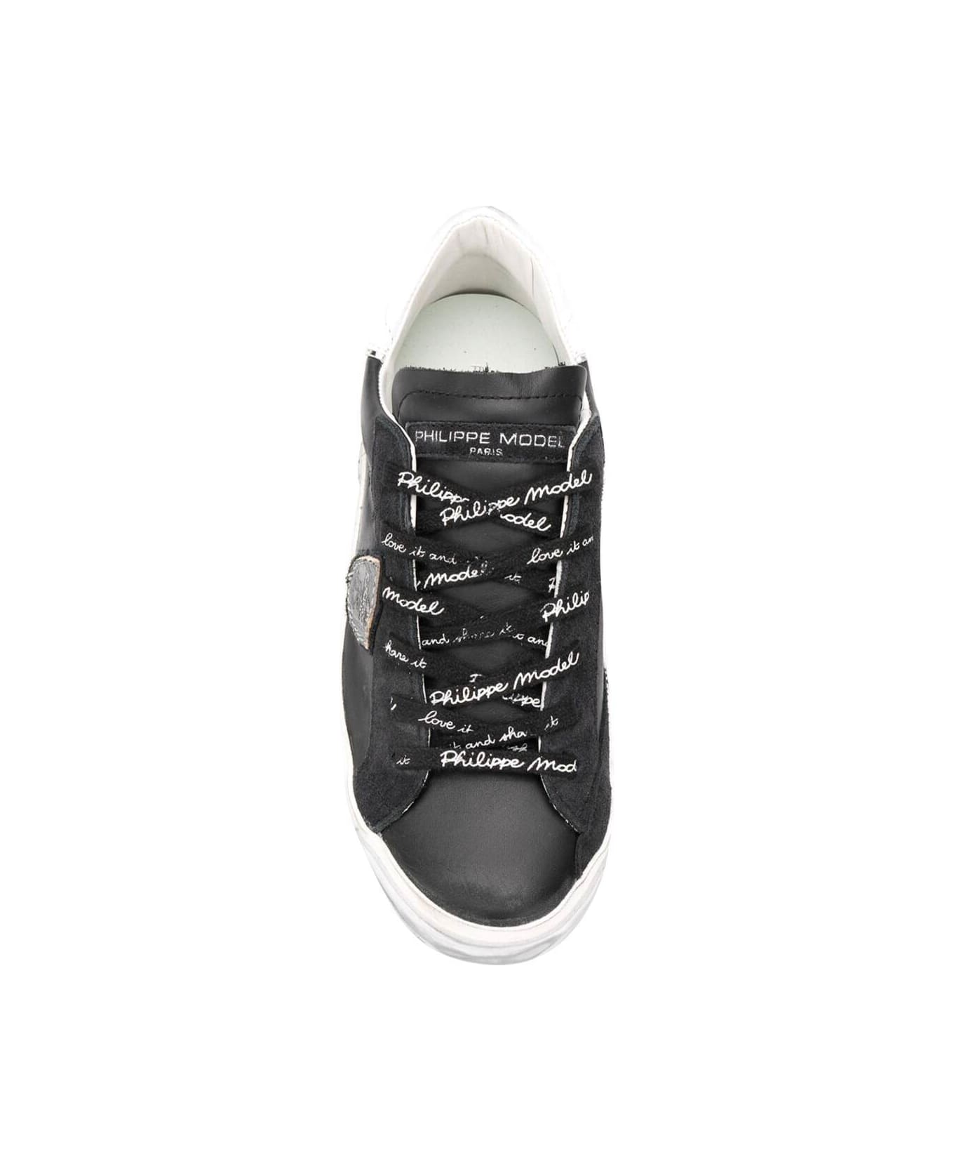 Philippe Model Prsx Low Sneakers In Black Leather - Nero