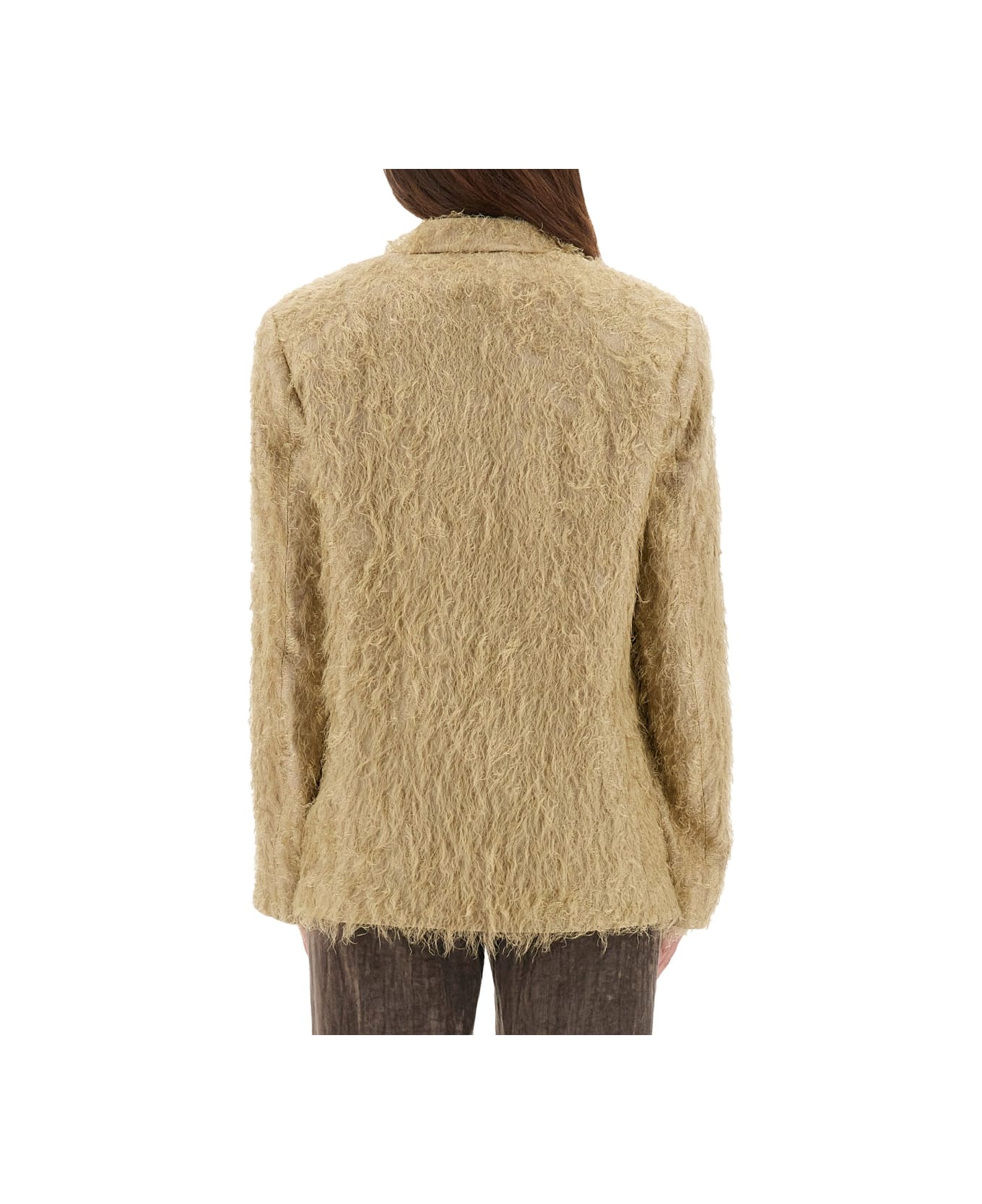 Alysi Single-breasted "fringe" Blazer - BEIGE