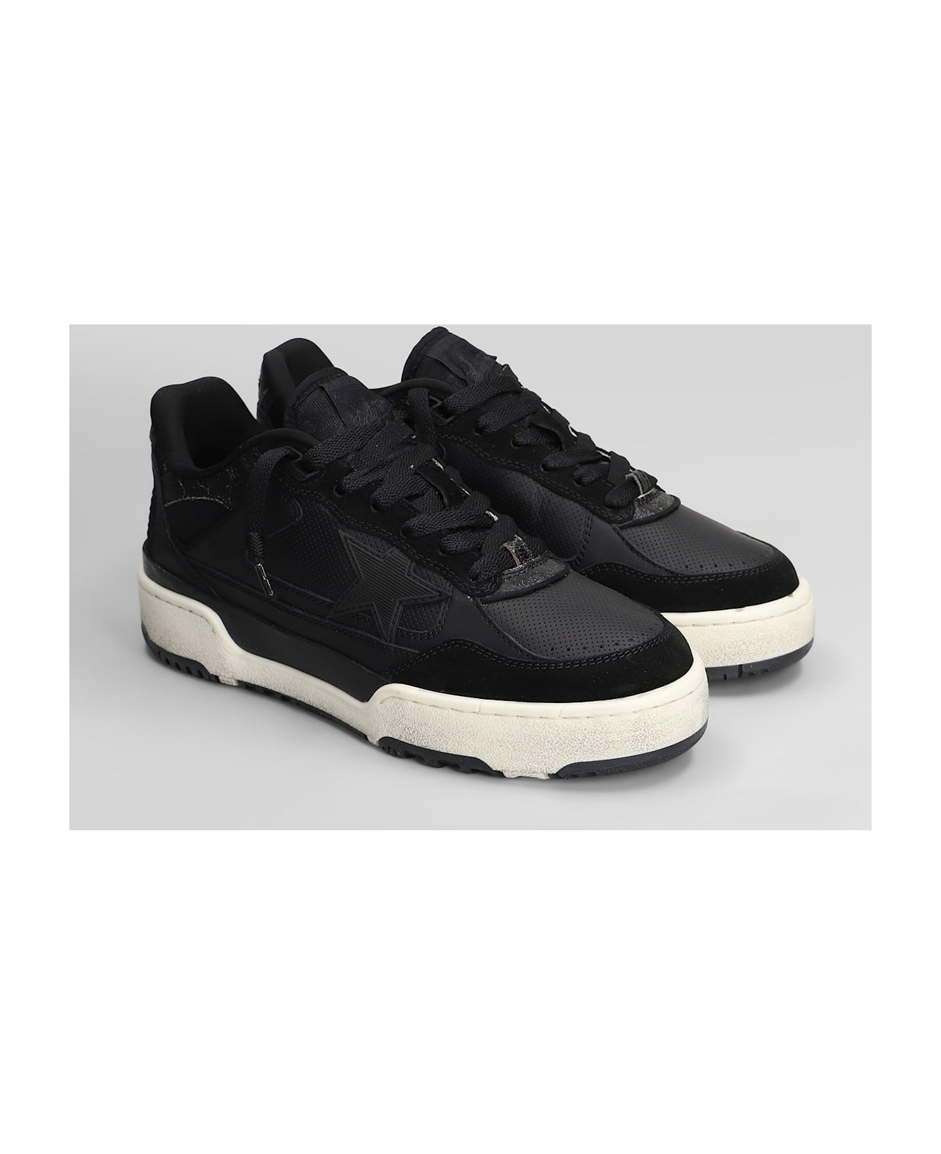 Golden Goose Forty 2 Sneakers In Black Suede And Leather - black