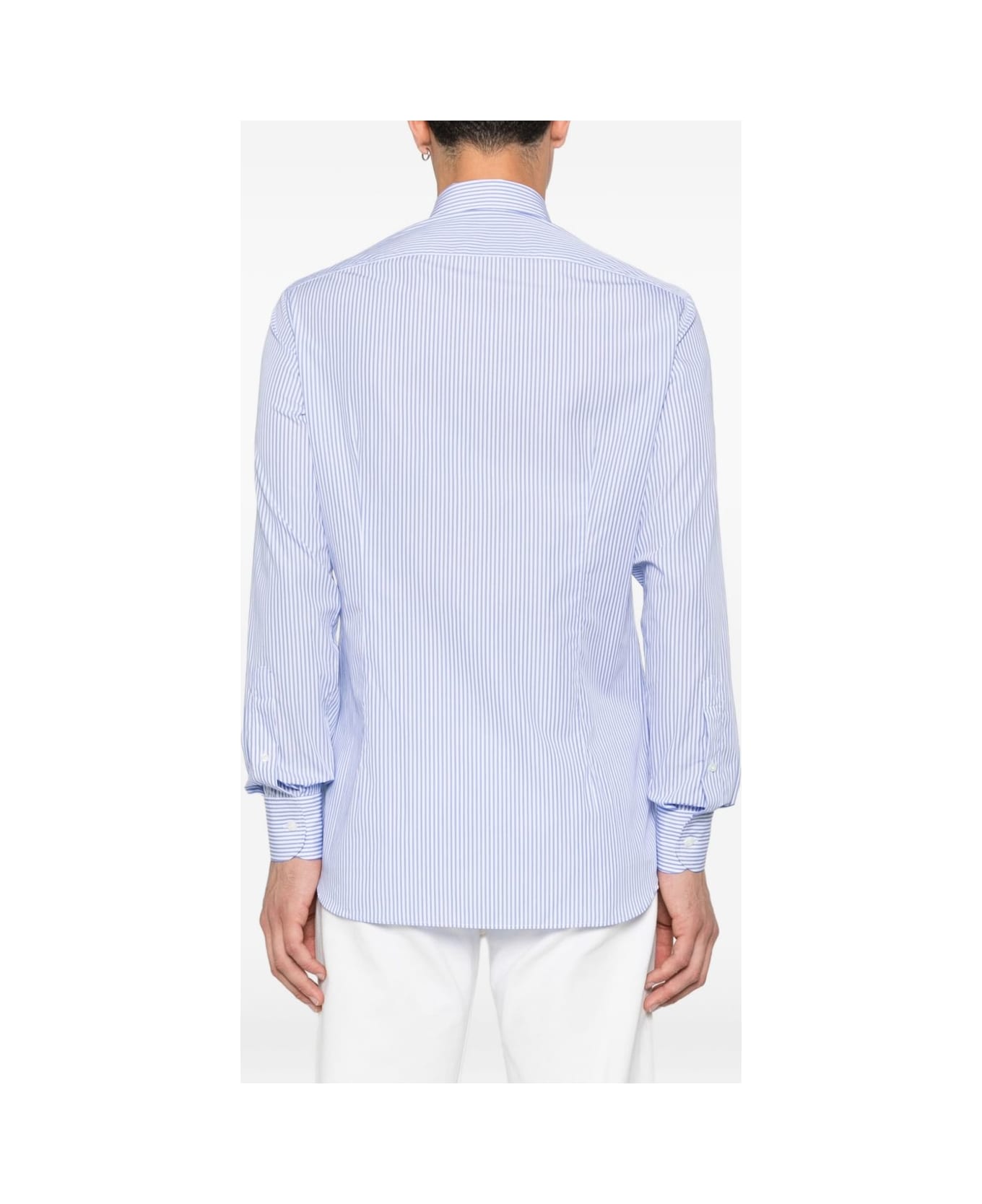 Lardini Light Blue Striped Pattern Shirt - Clear Blue